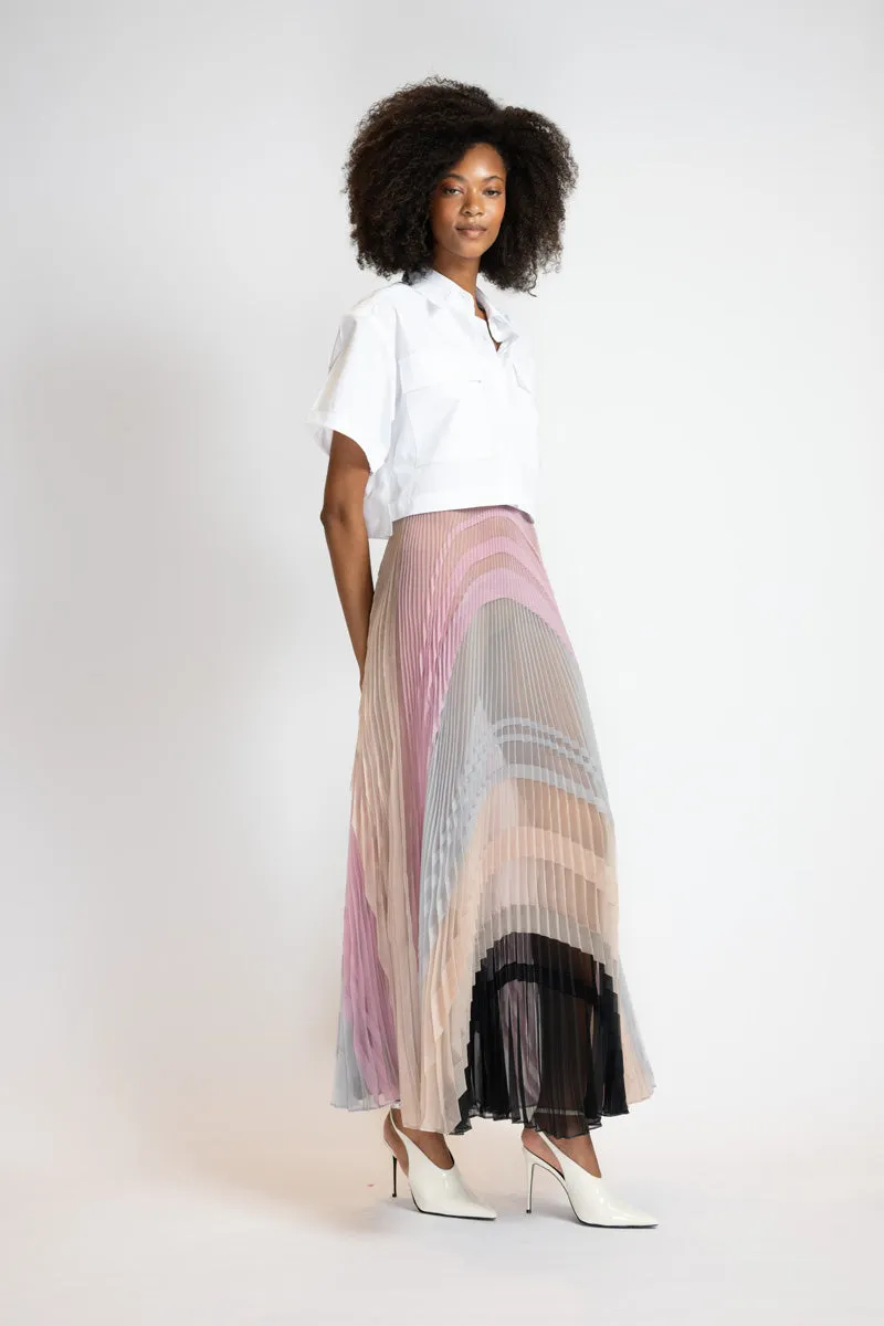 Pleated Organza Multi Color Skirt
