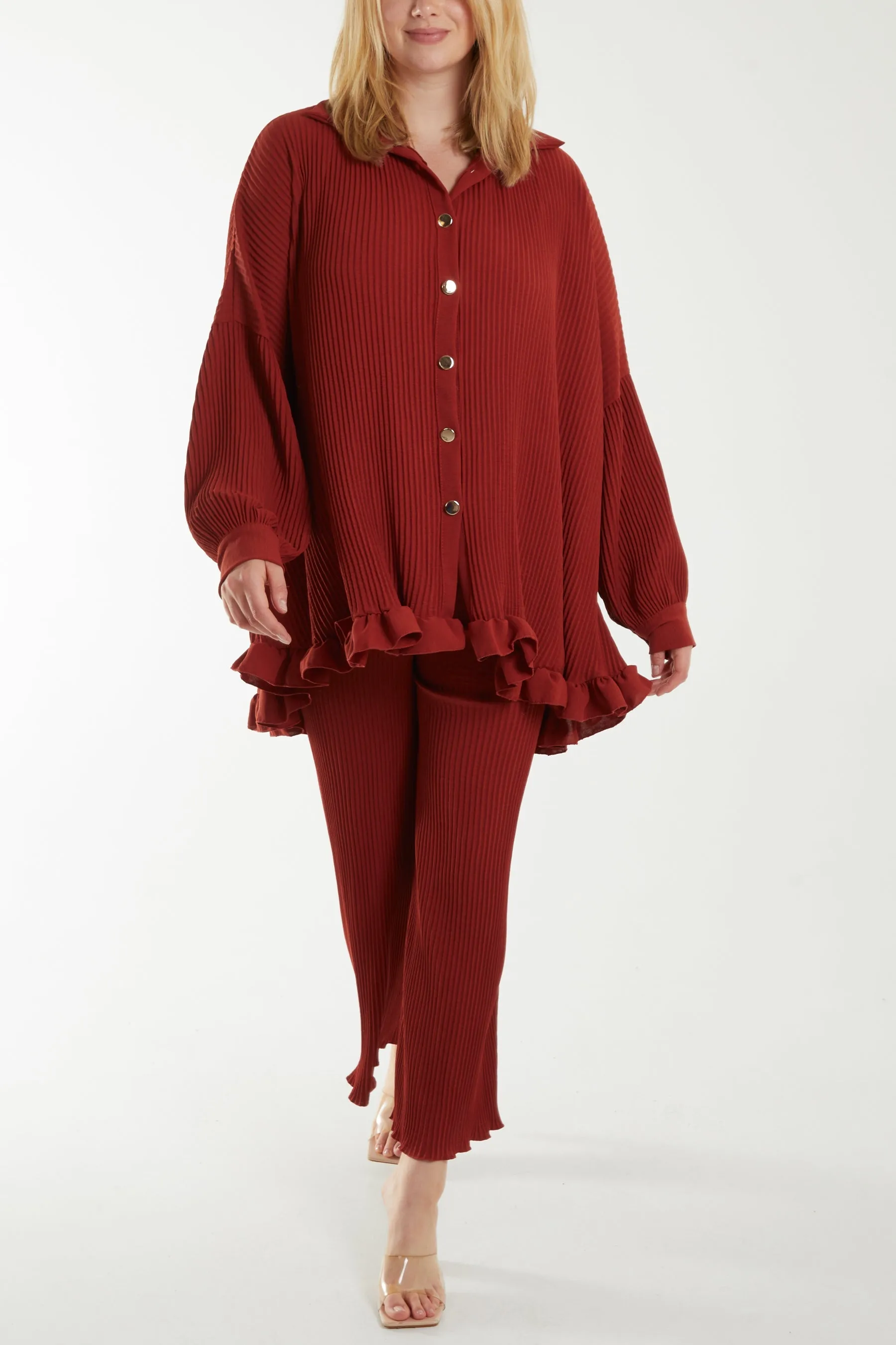 Plisse Shirt & Trouser Co-Ord Set