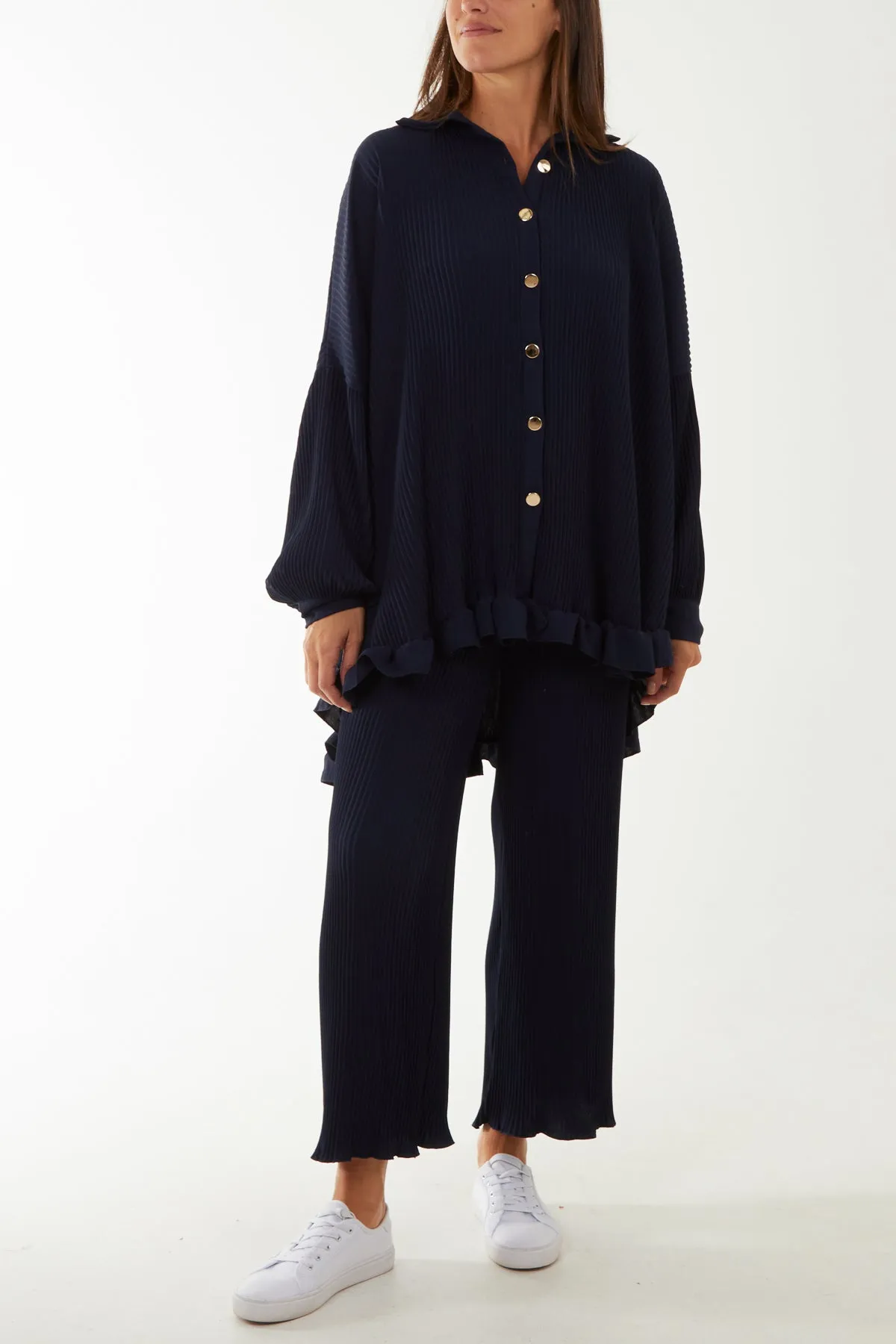Plisse Shirt & Trouser Co-Ord Set