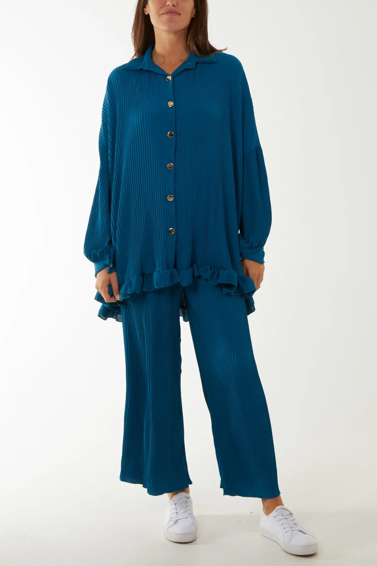 Plisse Shirt & Trouser Co-Ord Set