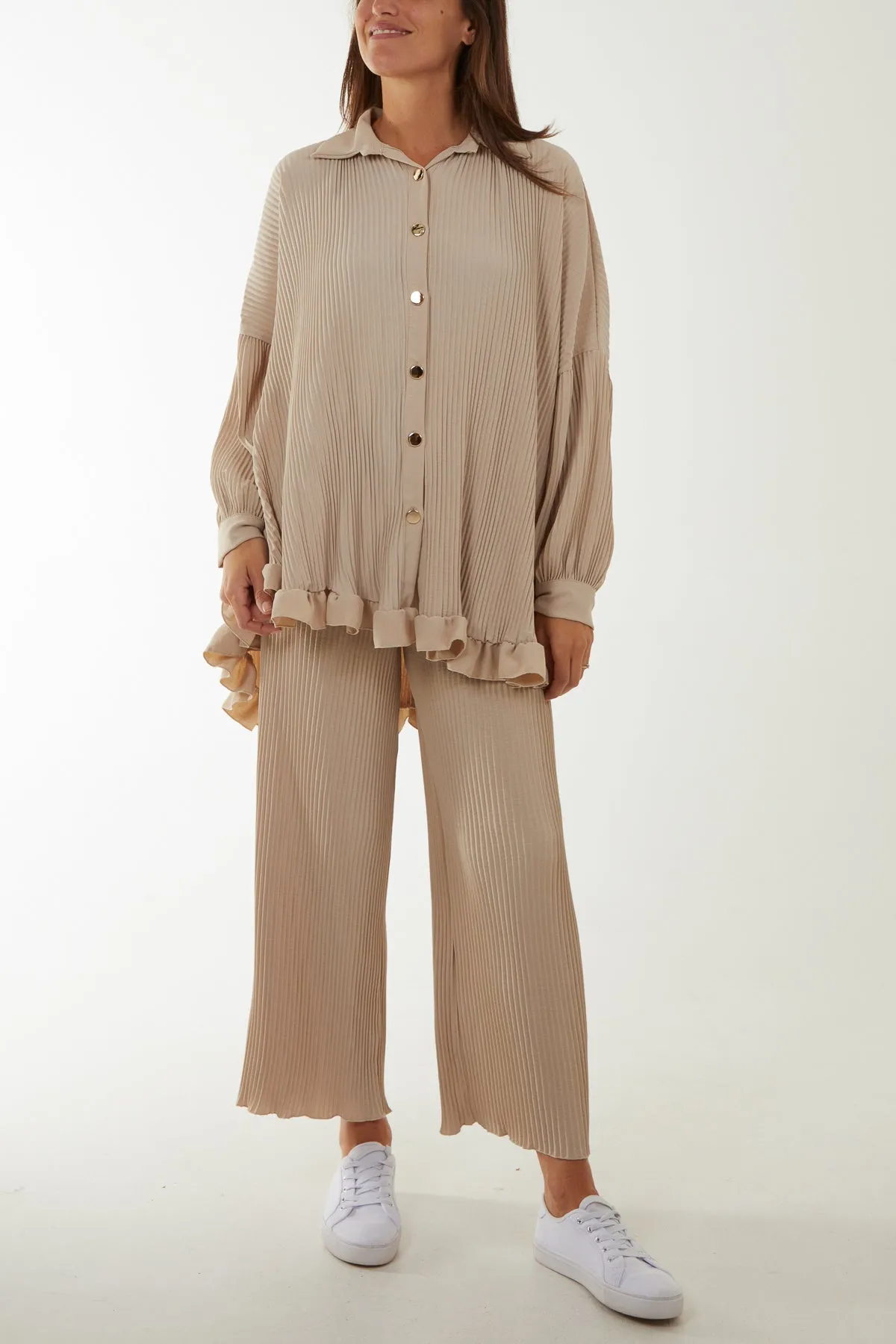 Plisse Shirt & Trouser Co-Ord Set