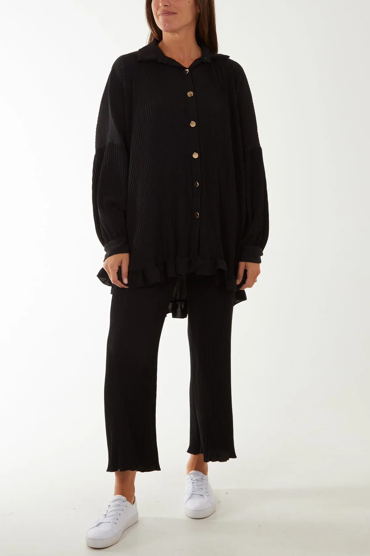 Plisse Shirt & Trouser Co-Ord Set