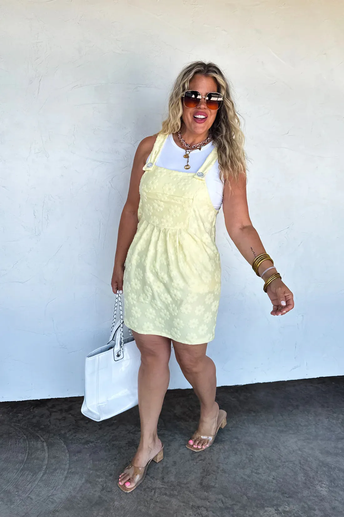 PREORDER- SUNSHINE & DAISIES OVERALL DRESS