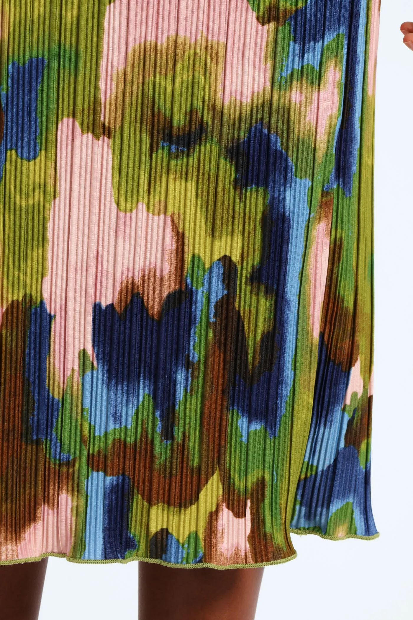 Pull On Plisse Tie-Dye Midi Skirt