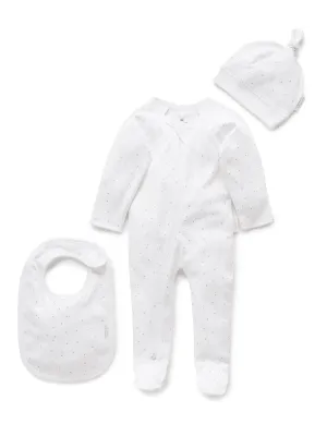 Purebaby Organic 3 Piece Set - Pale Pink Spots
