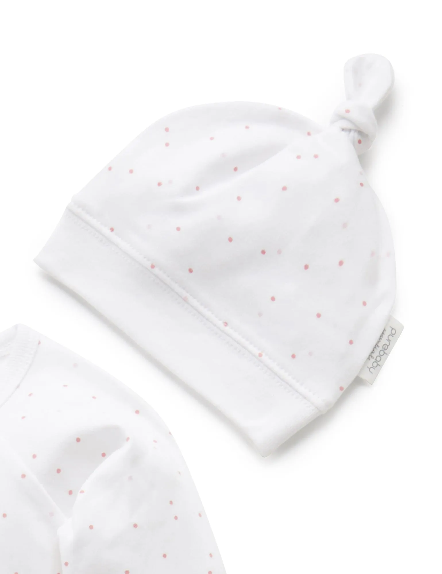 Purebaby Organic 3 Piece Set - Pale Pink Spots