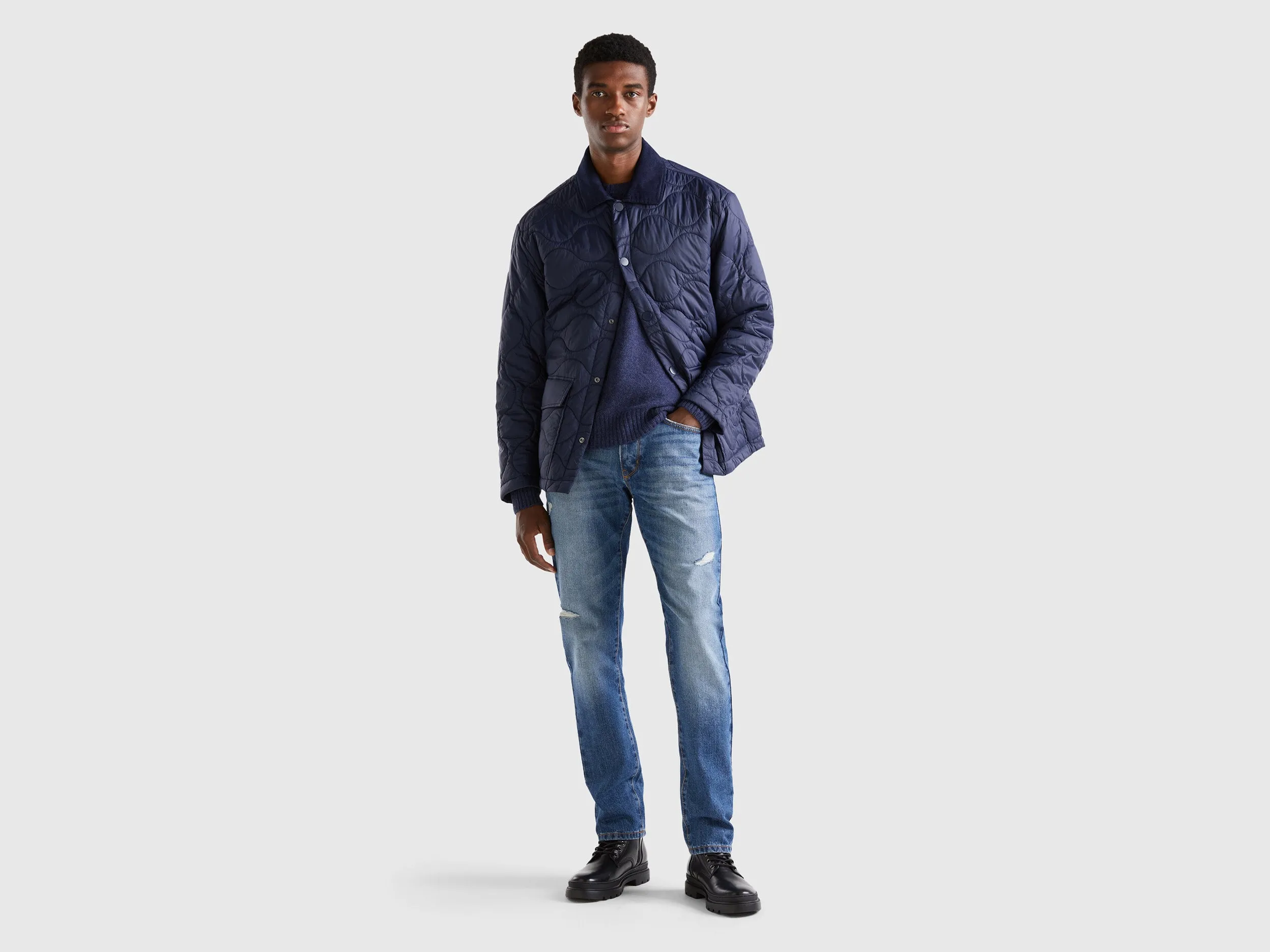 Relaxed Fit Button Down Quilted Jacket