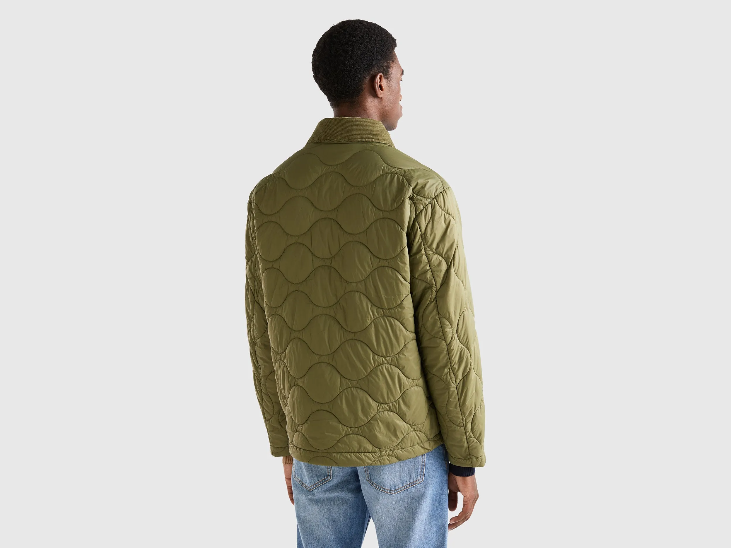 Relaxed Fit Button Down Quilted Jacket