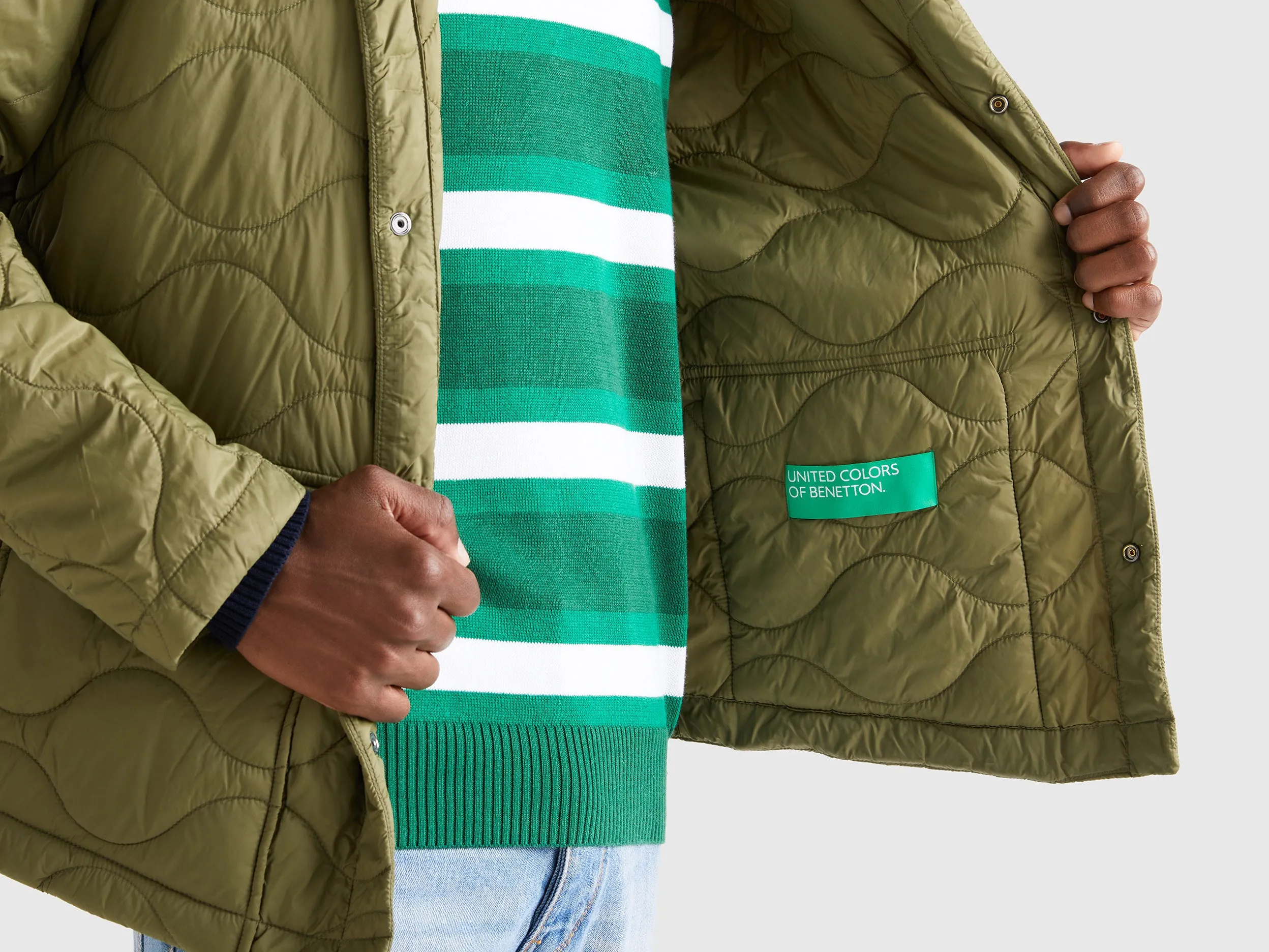 Relaxed Fit Button Down Quilted Jacket