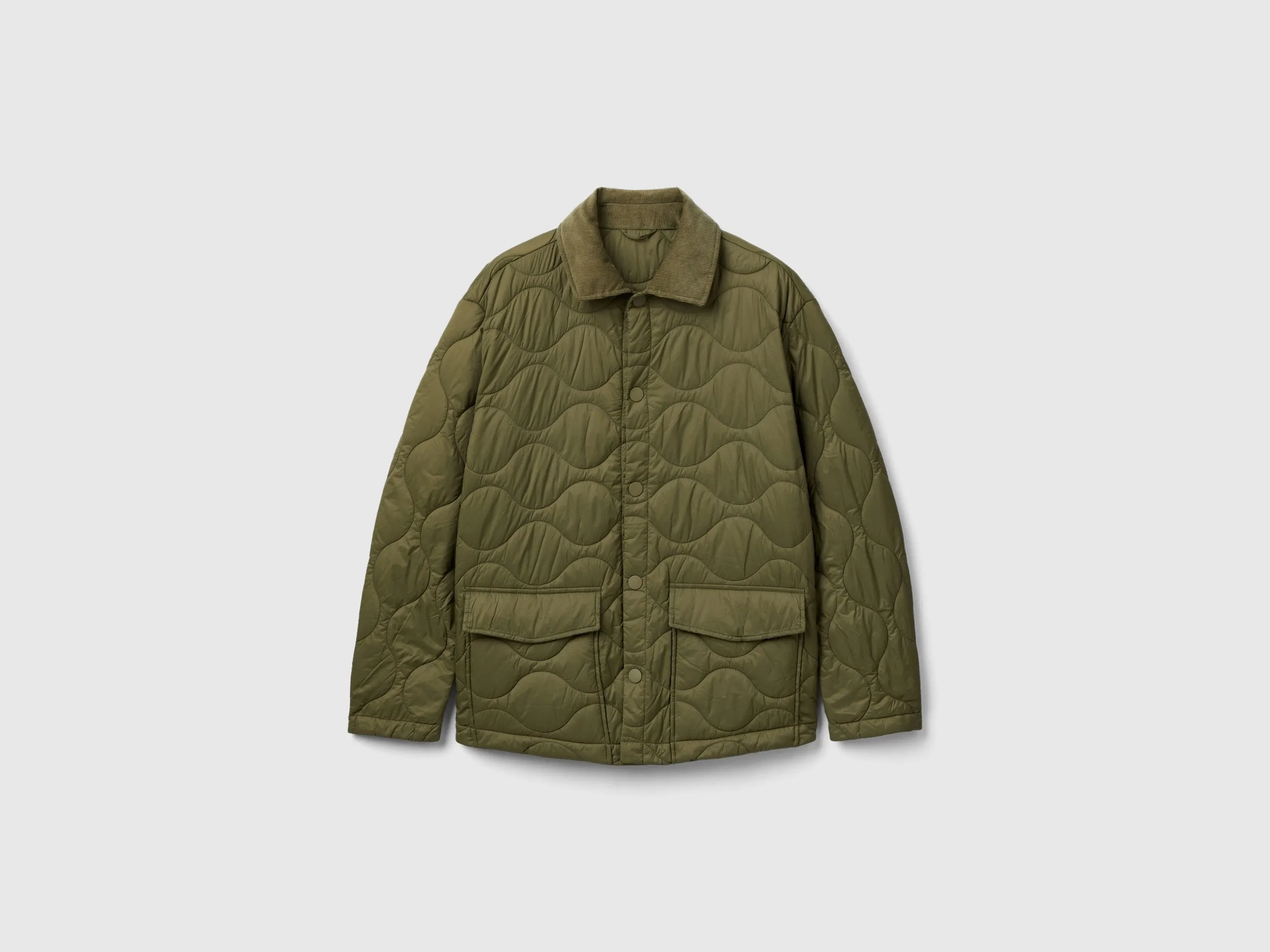 Relaxed Fit Button Down Quilted Jacket