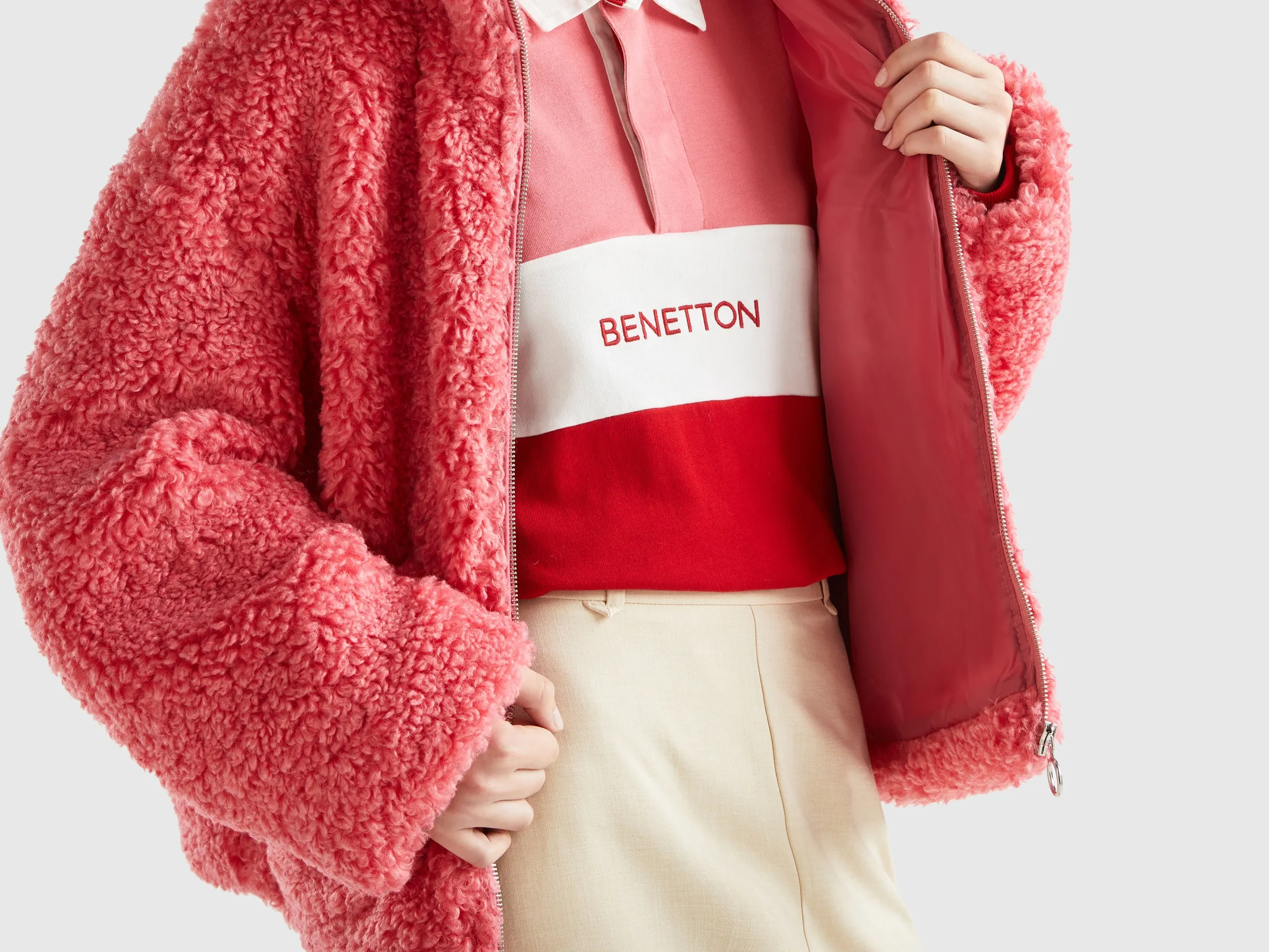 Relaxed Fit Button Down Solid Fleece Jacket