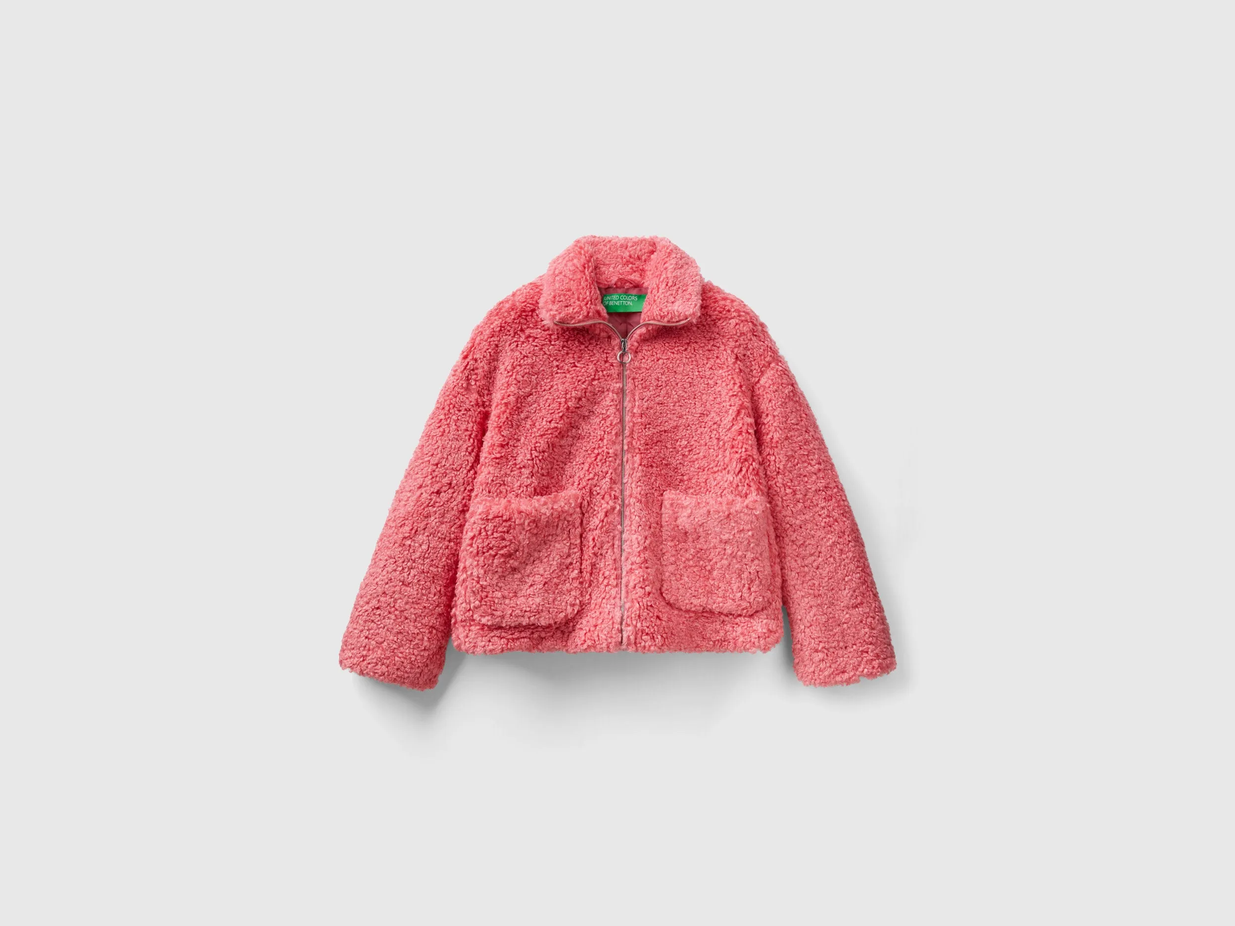 Relaxed Fit Button Down Solid Fleece Jacket