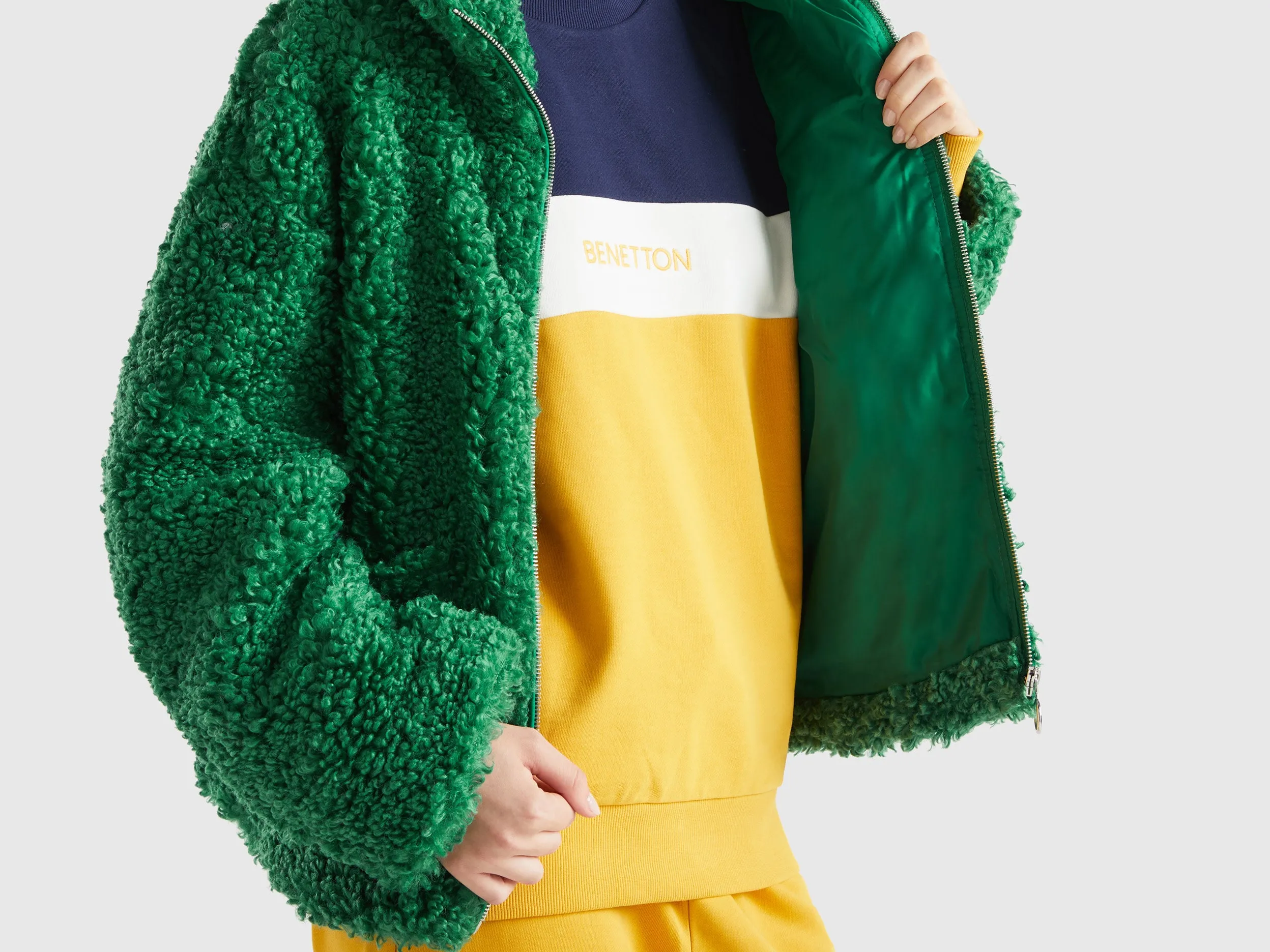 Relaxed Fit Button Down Solid Fleece Jacket