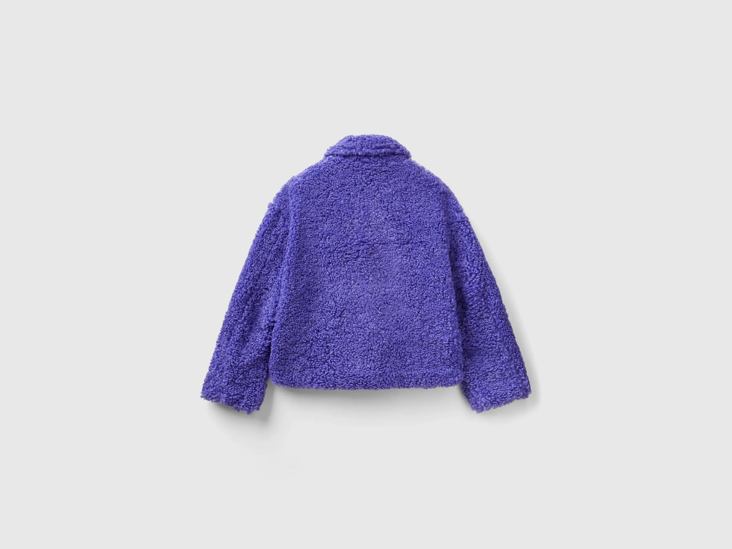 Relaxed Fit Button Down Solid Fleece Jacket