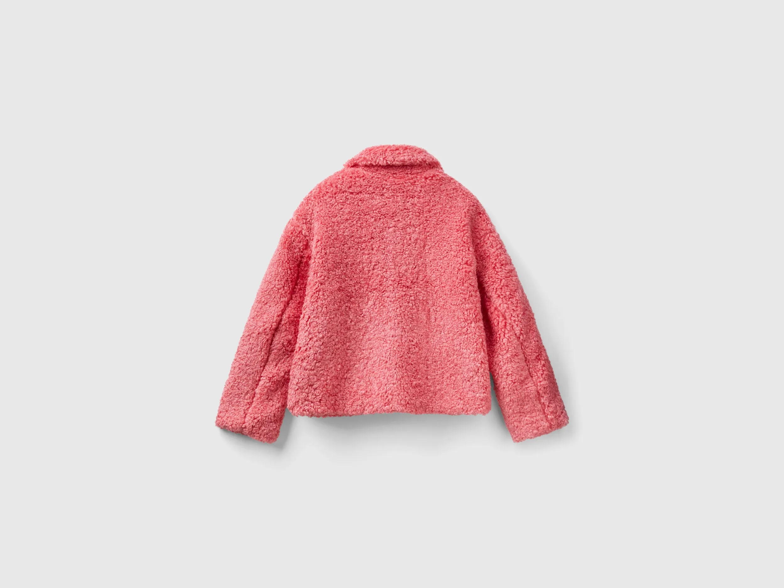 Relaxed Fit Button Down Solid Fleece Jacket