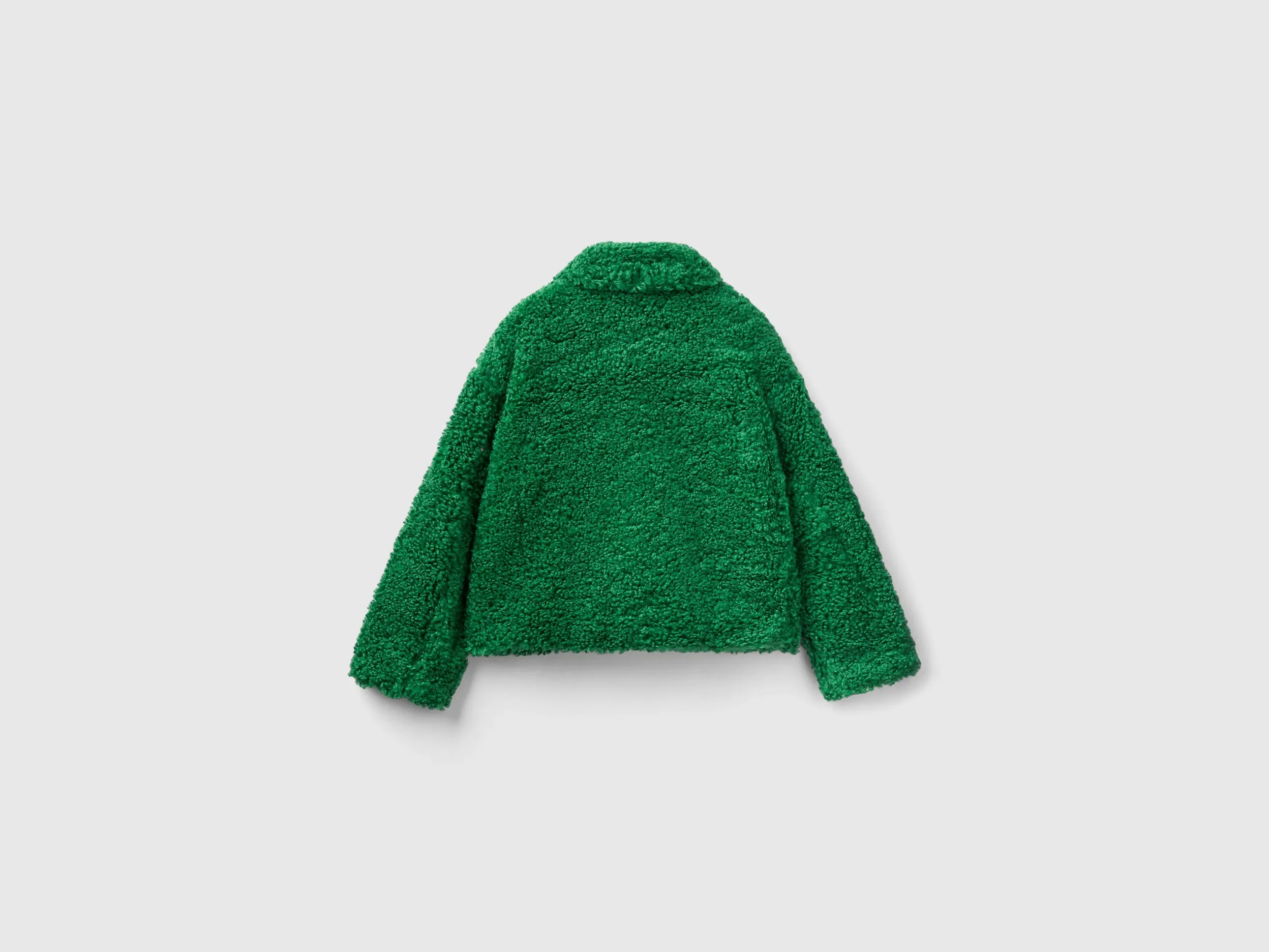Relaxed Fit Button Down Solid Fleece Jacket