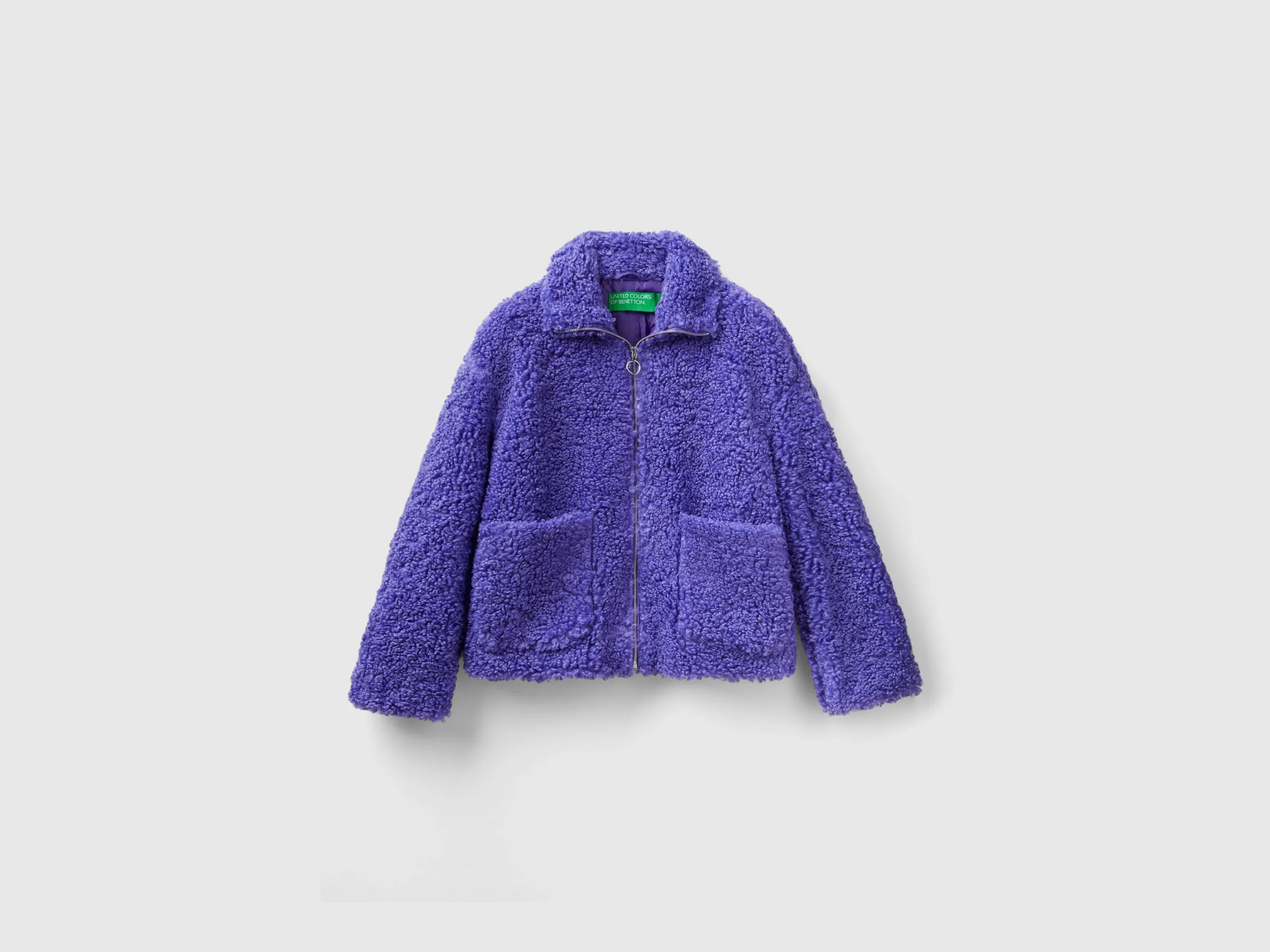 Relaxed Fit Button Down Solid Fleece Jacket