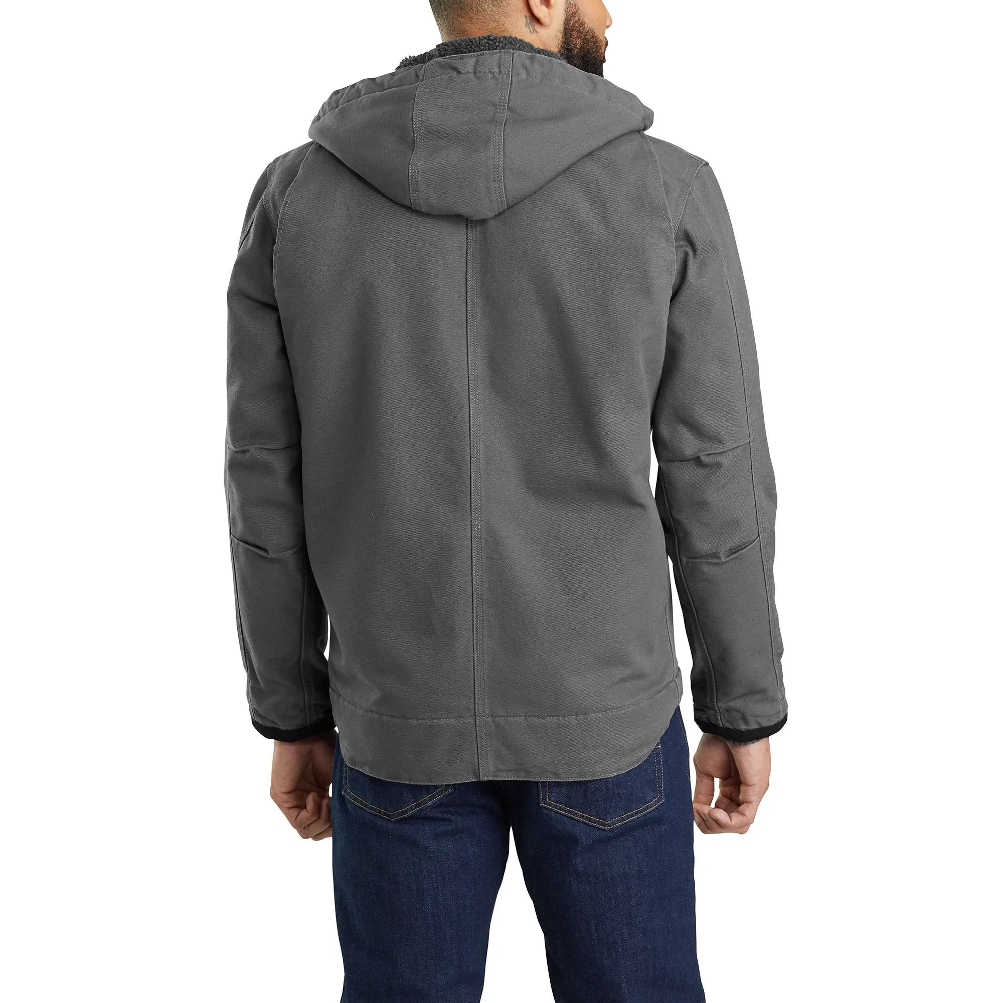 Relaxed Fit Washed Duck Sherpa-Lined Utility Jacket