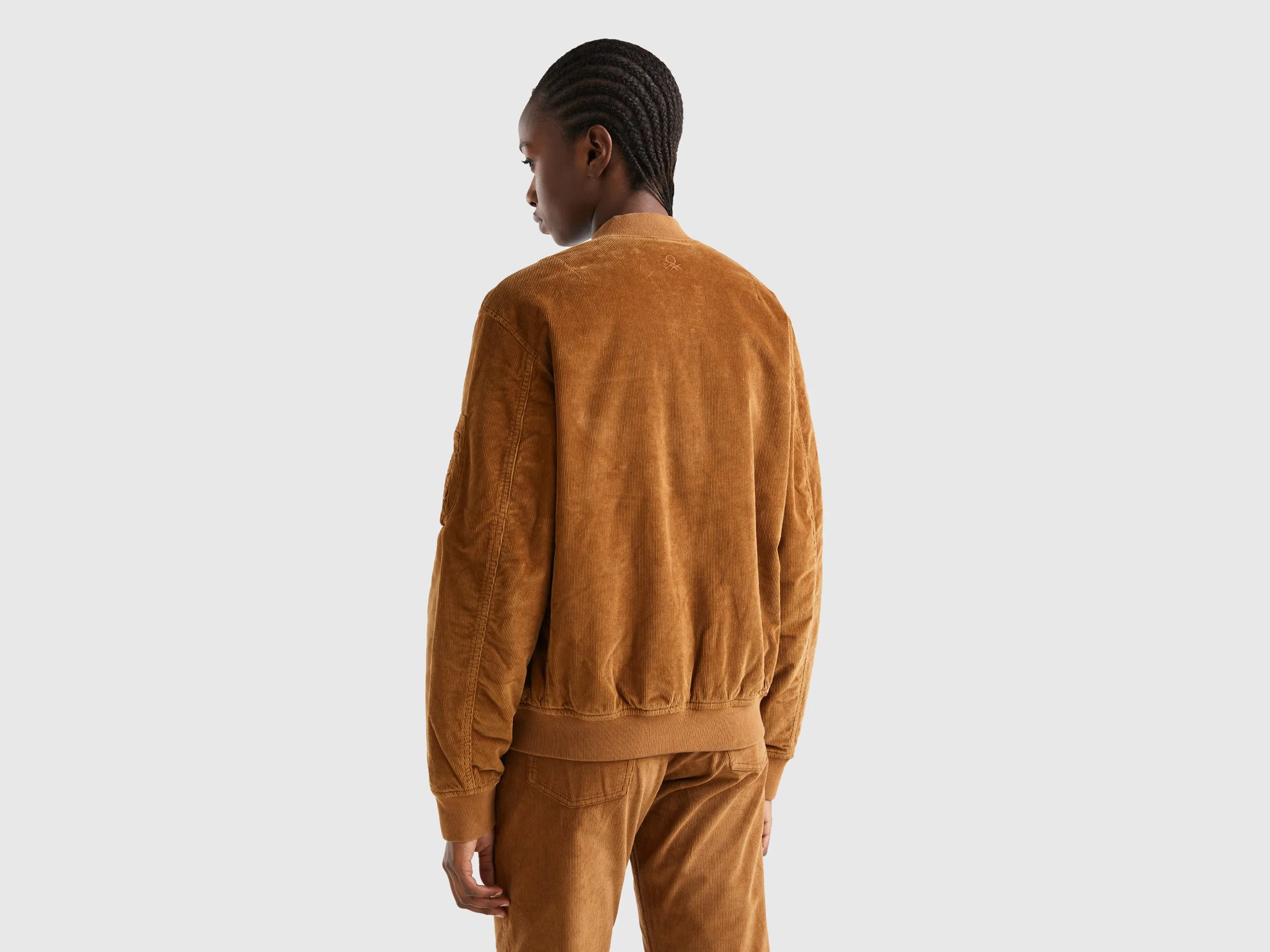 Relaxed Fit Zip Up Solid Bomber Jacket