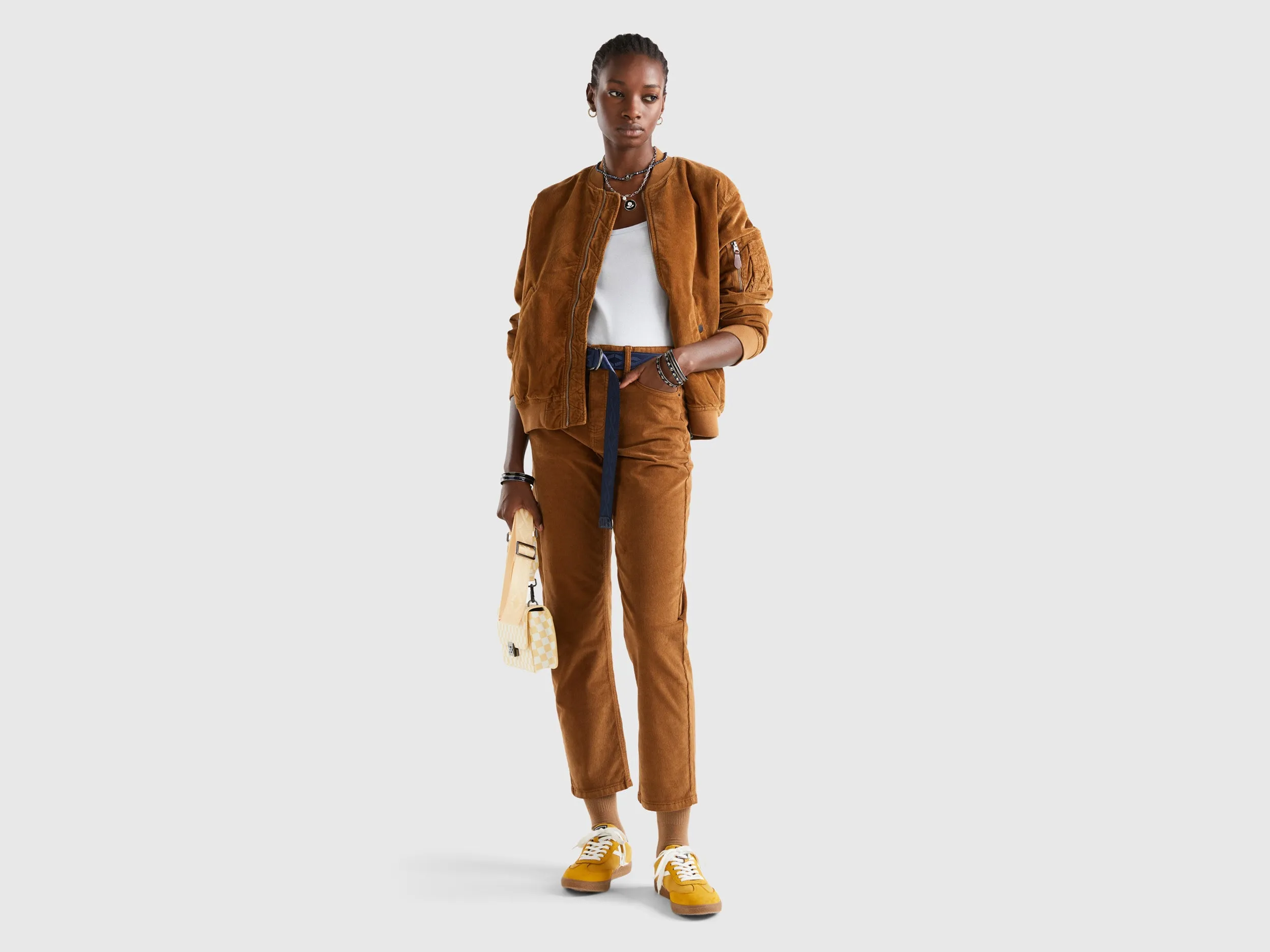 Relaxed Fit Zip Up Solid Bomber Jacket