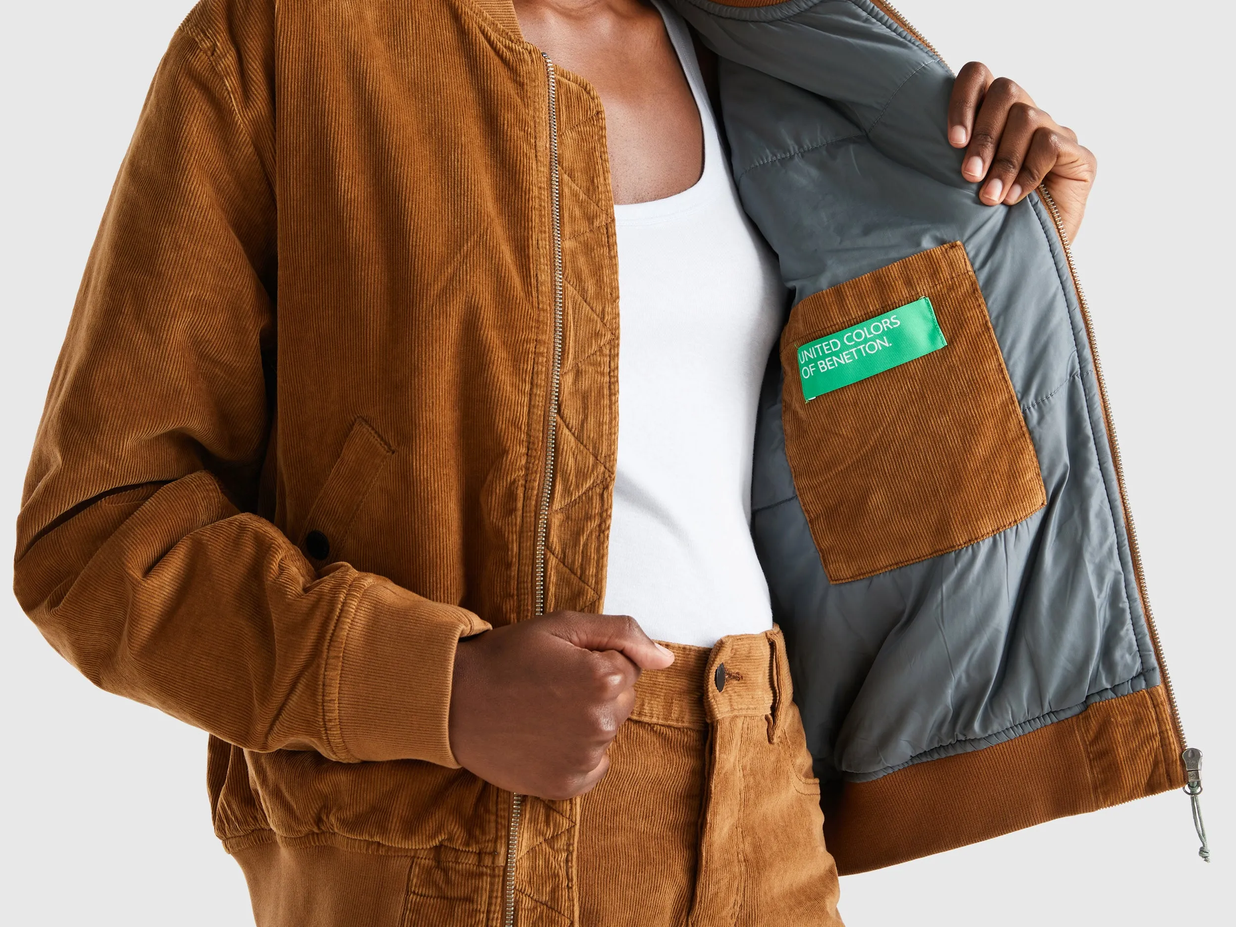 Relaxed Fit Zip Up Solid Bomber Jacket