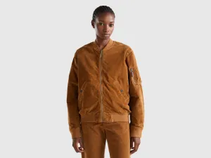 Relaxed Fit Zip Up Solid Bomber Jacket