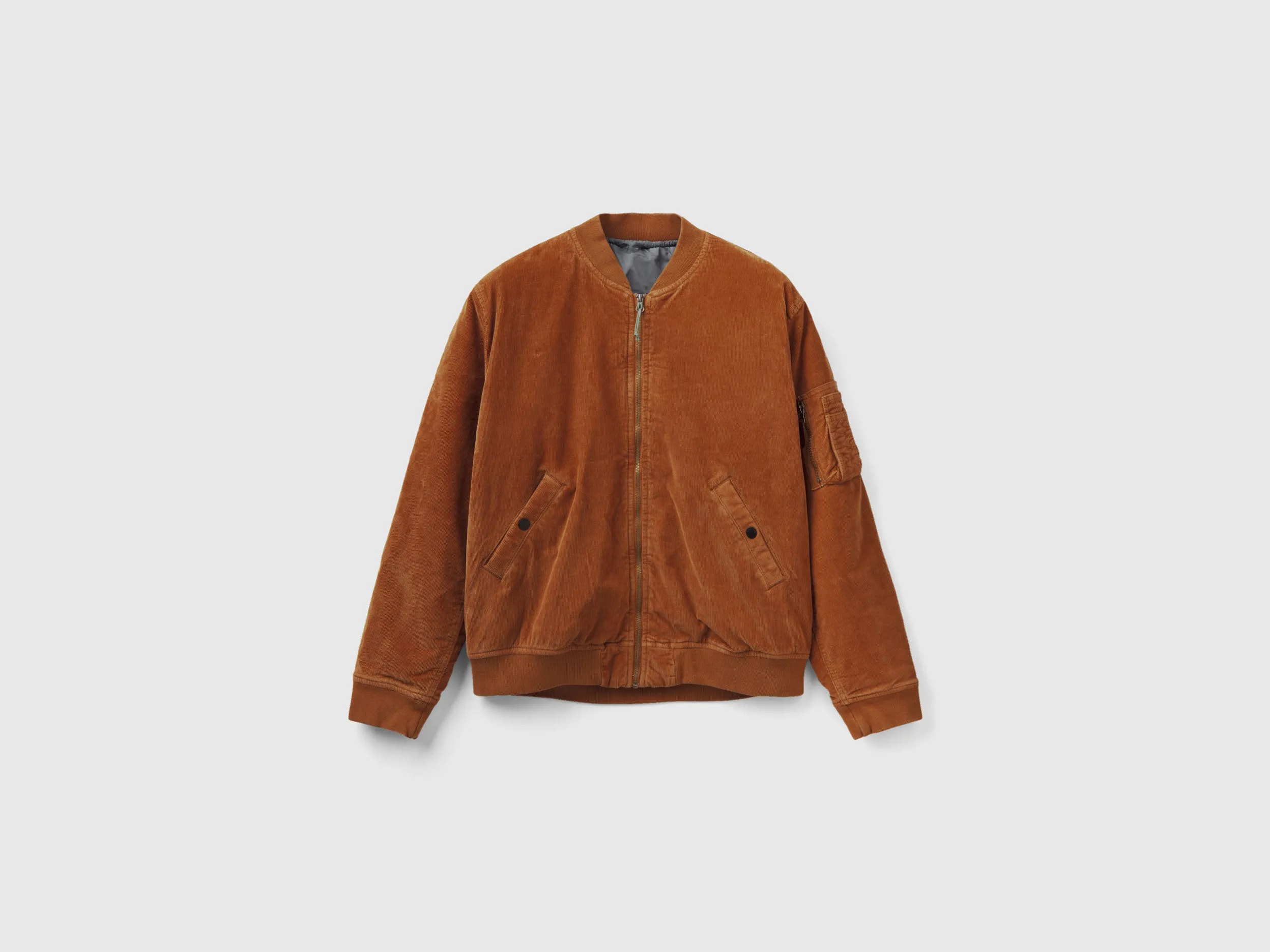 Relaxed Fit Zip Up Solid Bomber Jacket