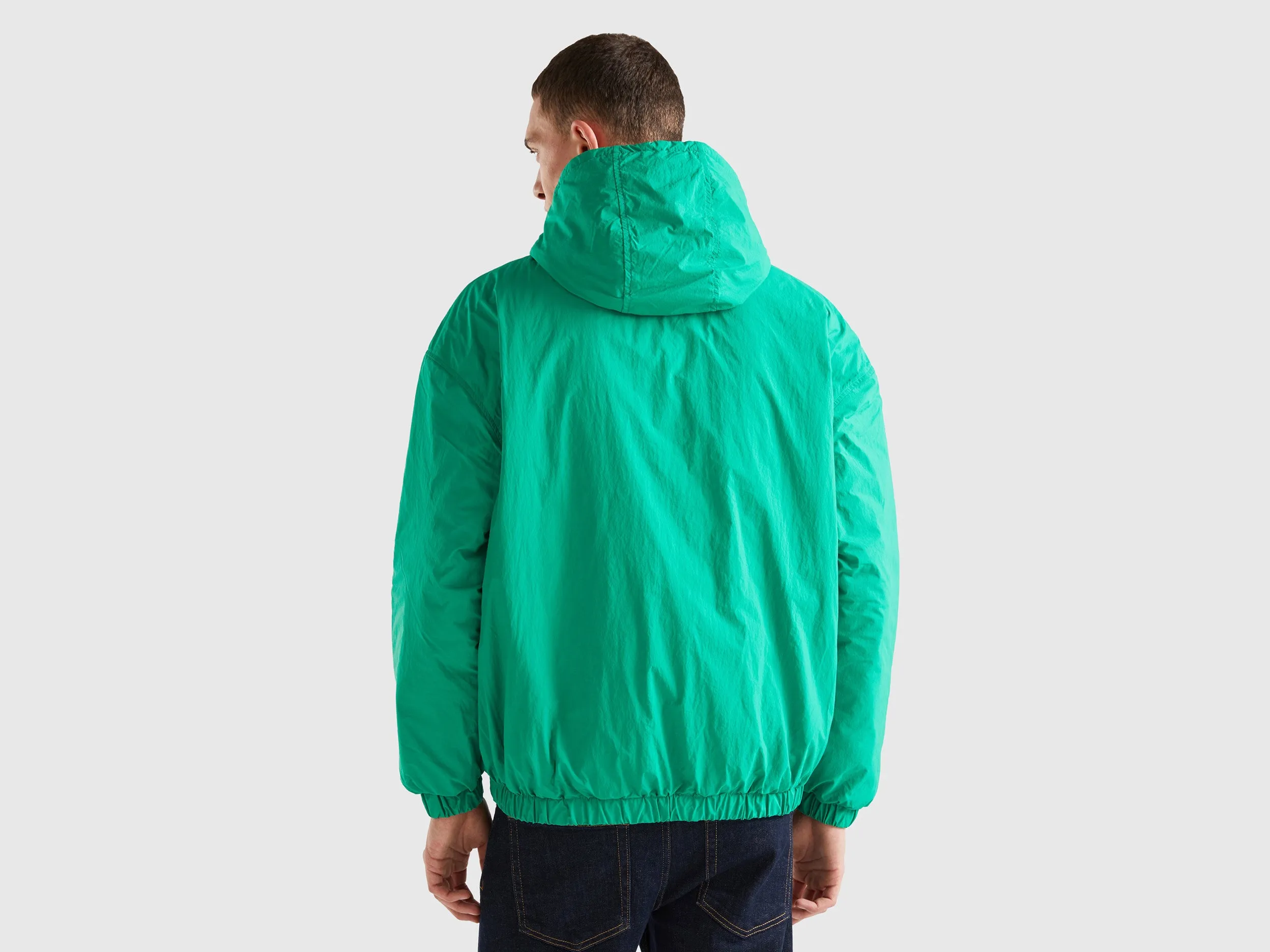 Relaxed Fit Zip Up Solid Puffer Jacket