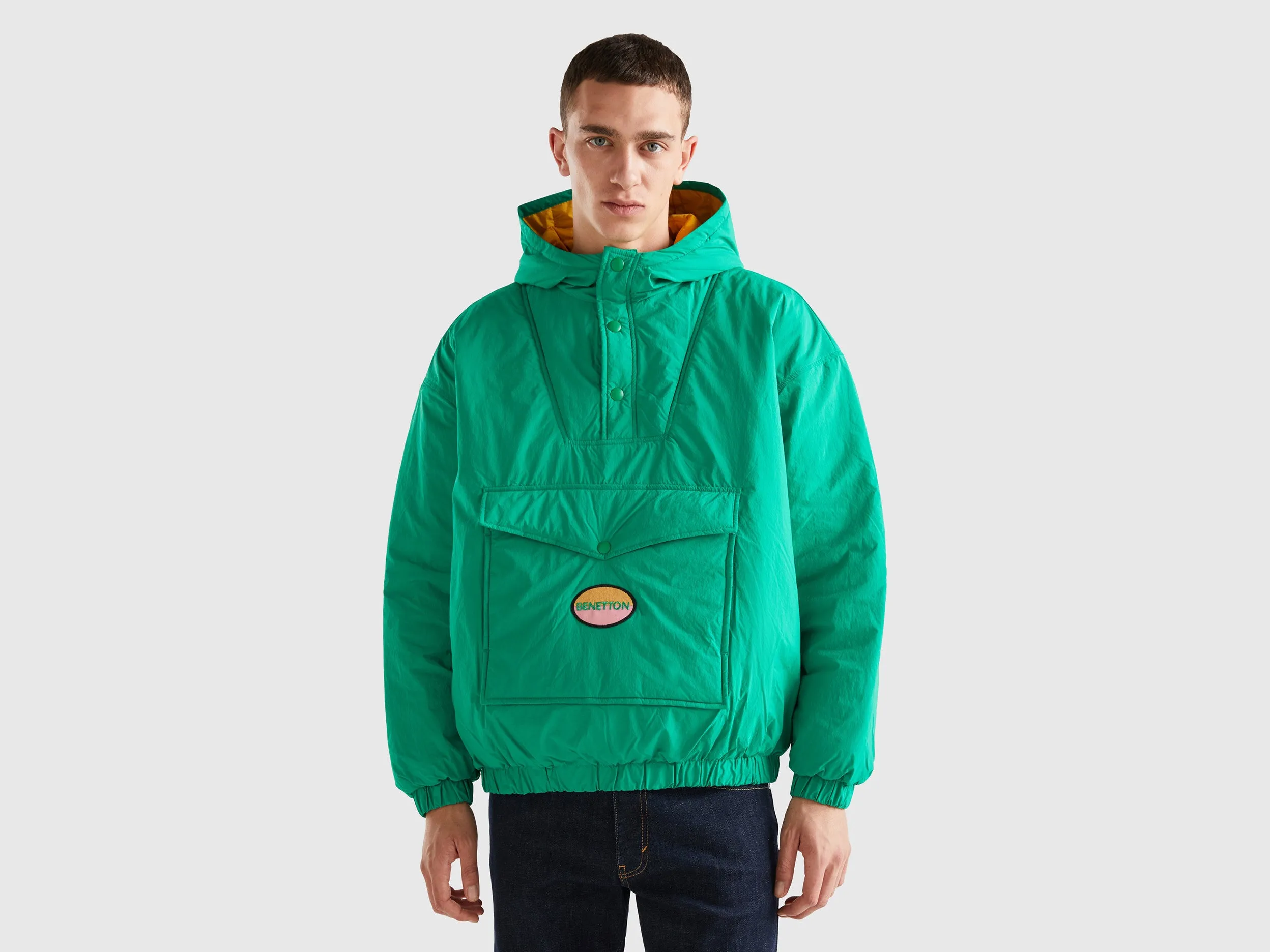 Relaxed Fit Zip Up Solid Puffer Jacket