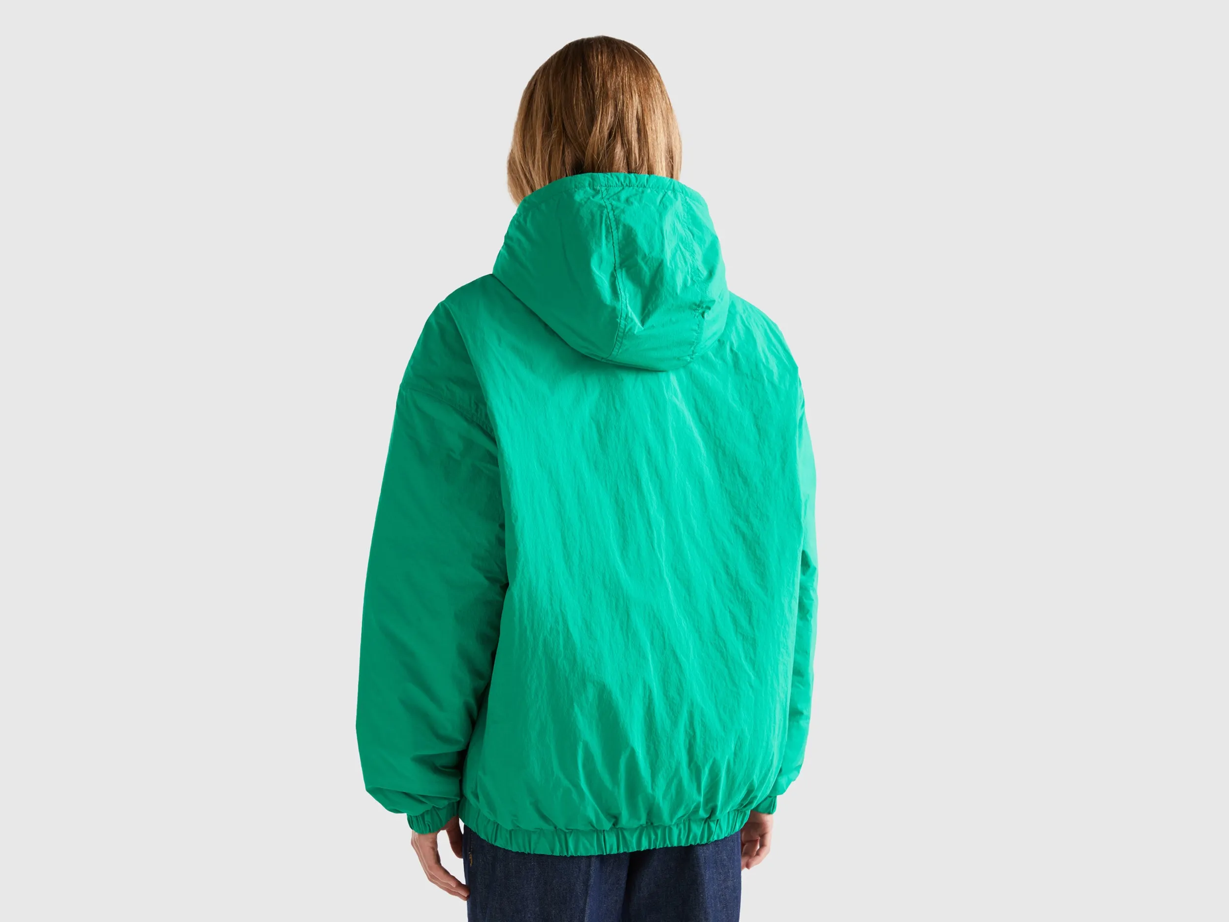 Relaxed Fit Zip Up Solid Puffer Jacket