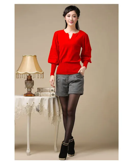 Retro Lantern Sleeve Cashmere Sweater