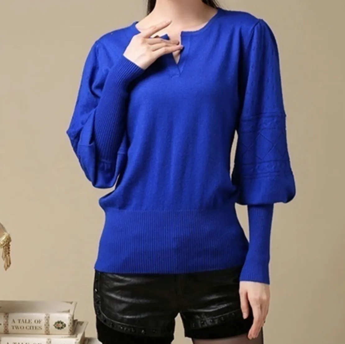 Retro Lantern Sleeve Cashmere Sweater