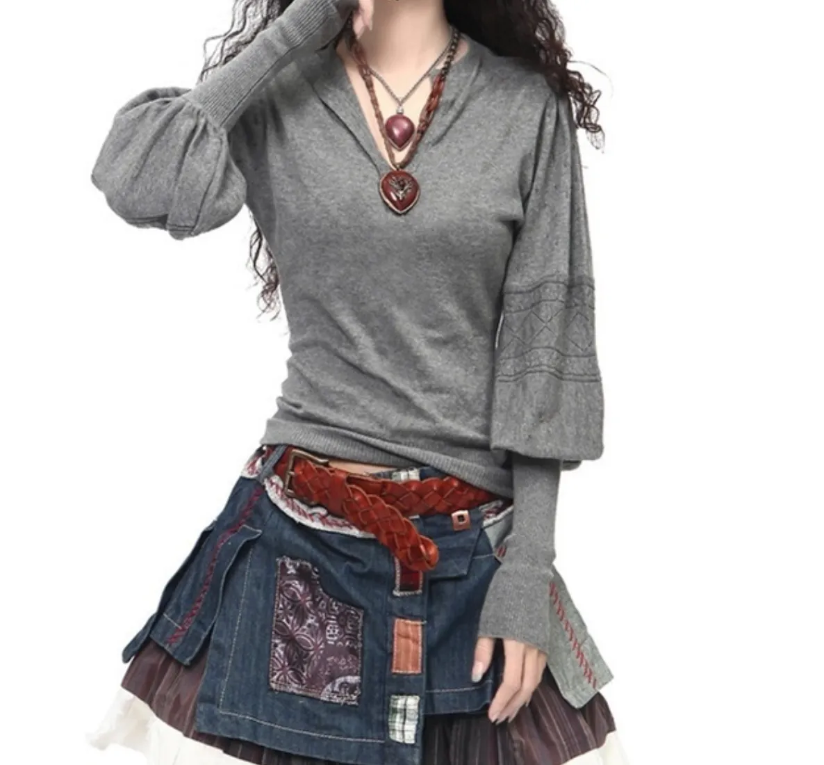 Retro Lantern Sleeve Cashmere Sweater