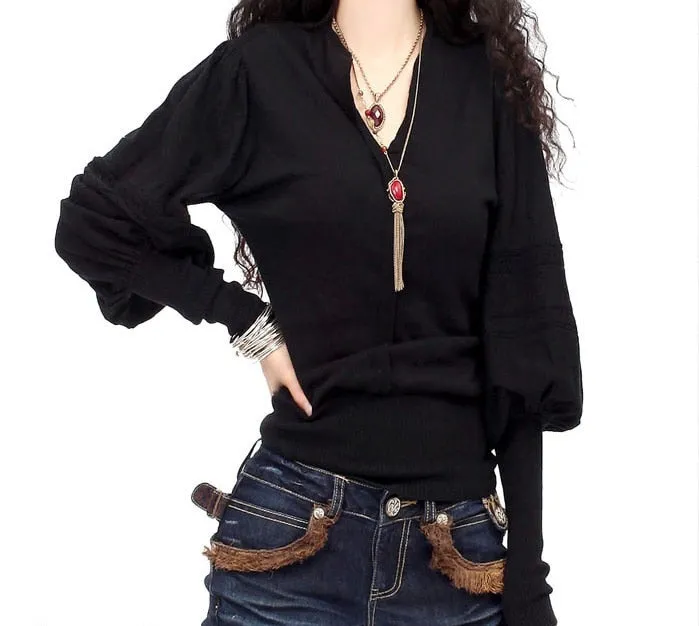 Retro Lantern Sleeve Cashmere Sweater