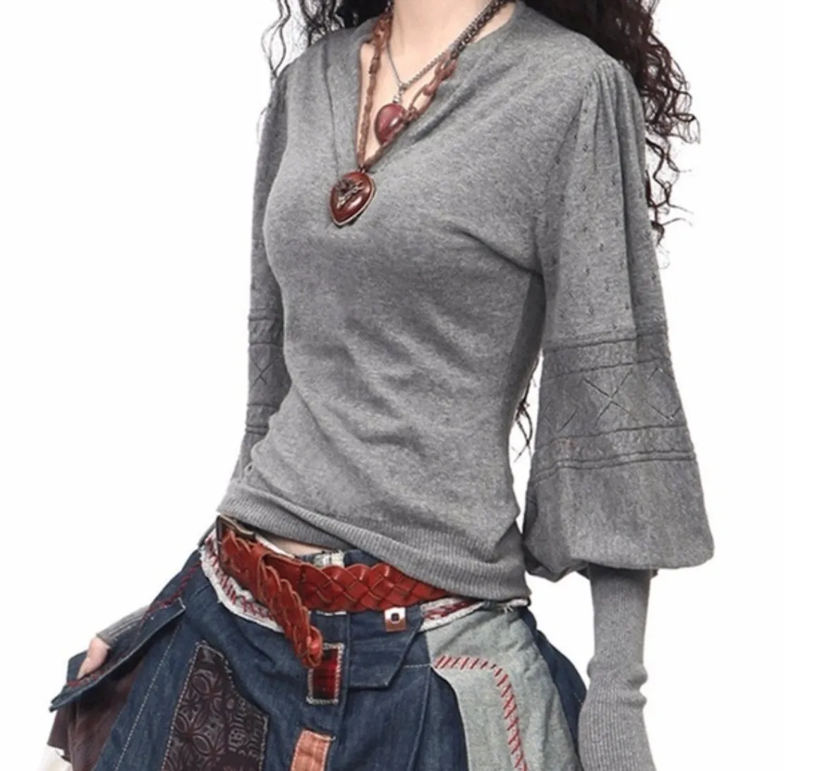 Retro Lantern Sleeve Cashmere Sweater