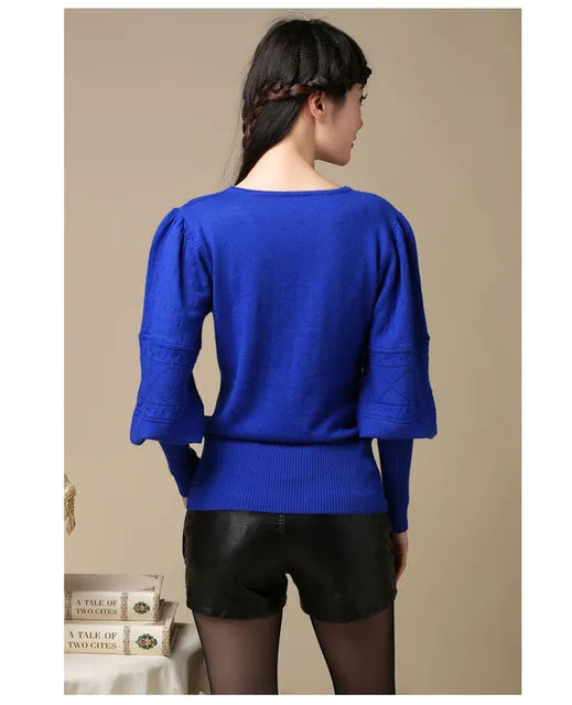 Retro Lantern Sleeve Cashmere Sweater