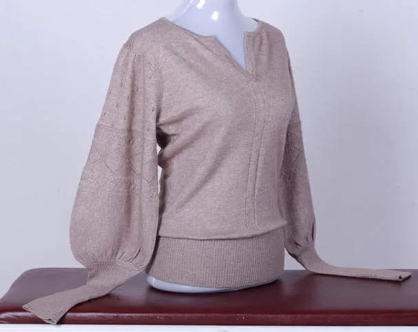 Retro Lantern Sleeve Cashmere Sweater