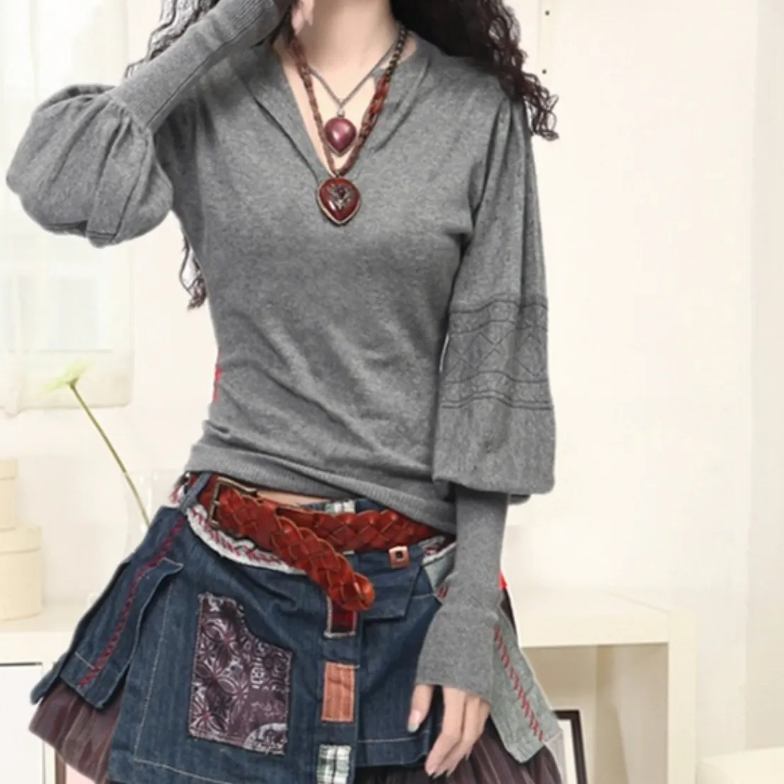 Retro Lantern Sleeve Cashmere Sweater