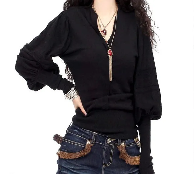Retro Lantern Sleeve Cashmere Sweater