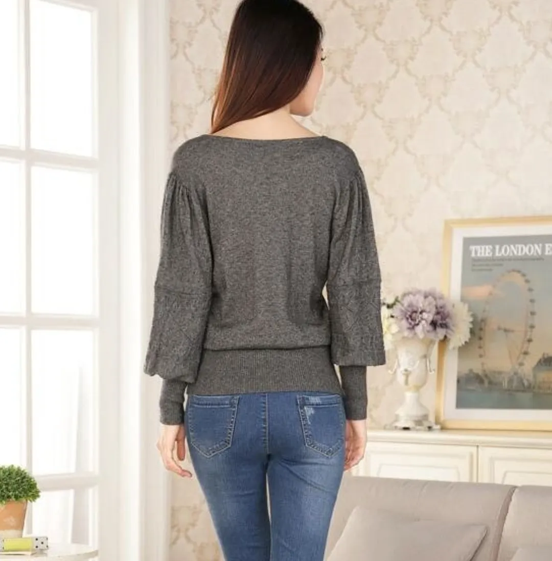 Retro Lantern Sleeve Cashmere Sweater