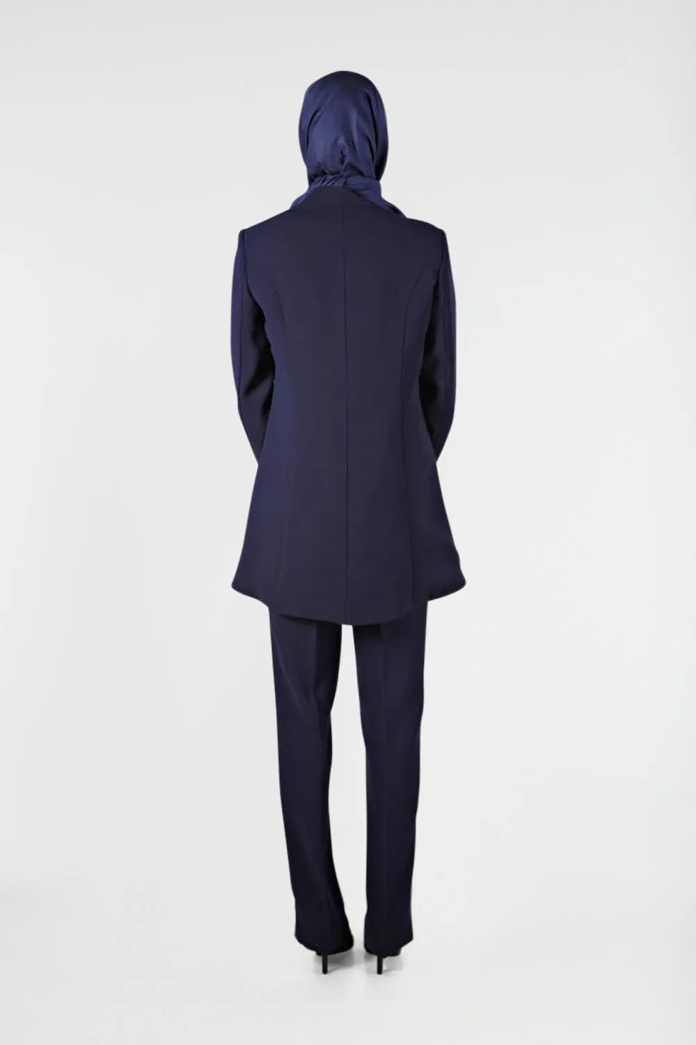 Rhinestone 3-Pieces Modest Pant Set | Navy Blue