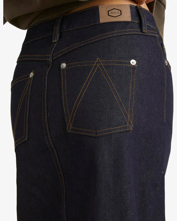 RVCA Denim Midi Skirt INDIGO