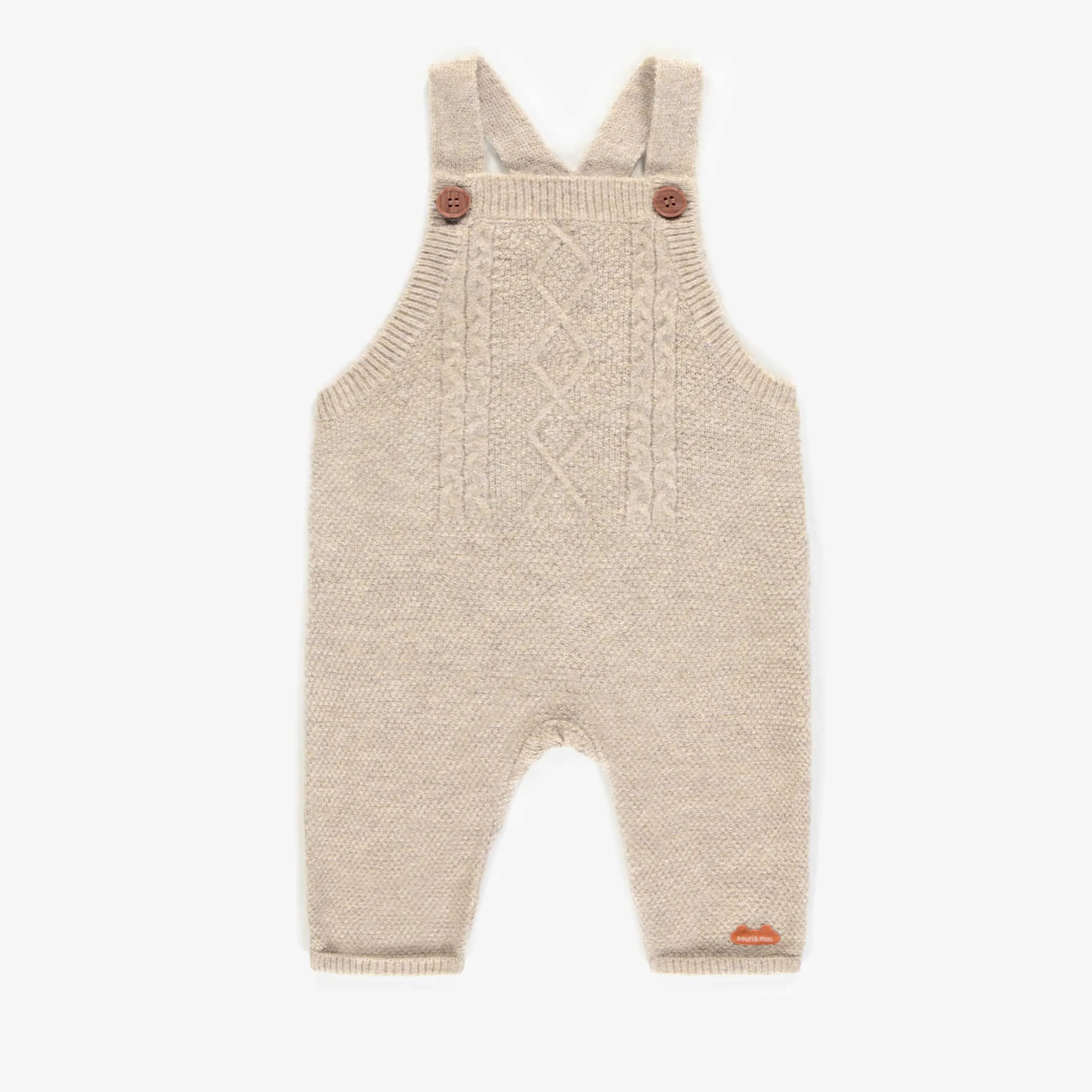 Salopette de maille en polyester recyclé, naissance  || Knitted overalls made of recycled polyester, newborn