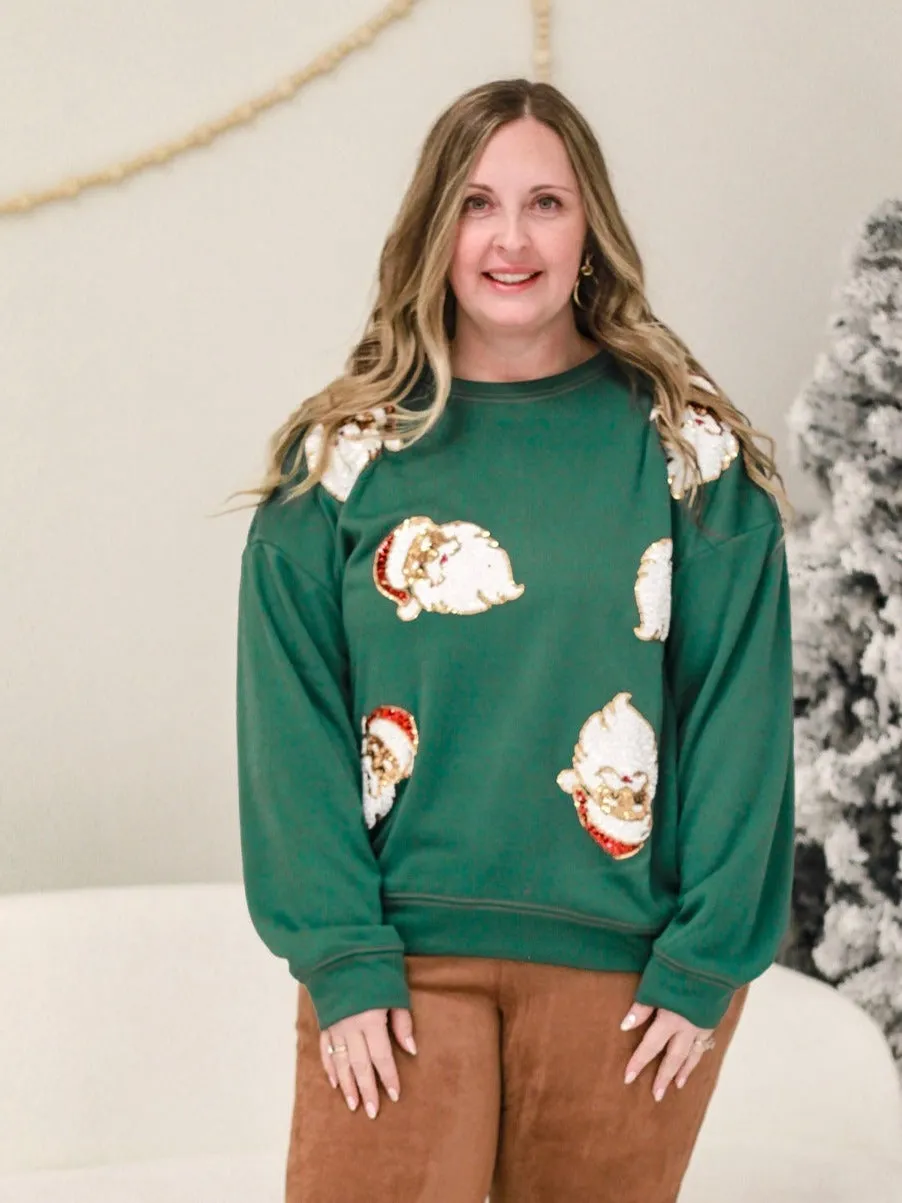 Santa's in Town Hunter Green Pullover