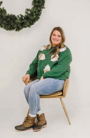 Santa's in Town Hunter Green Pullover