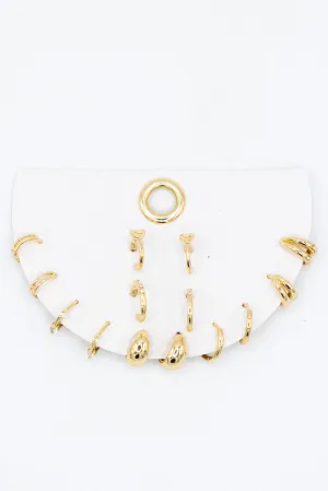 Seven Pair Hoops Earrings Set for Women in Gold | OEF051-GDCRY