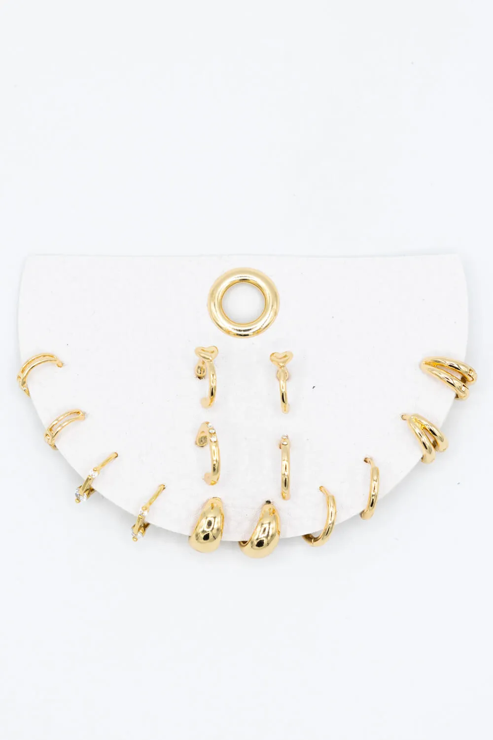 Seven Pair Hoops Earrings Set for Women in Gold | OEF051-GDCRY