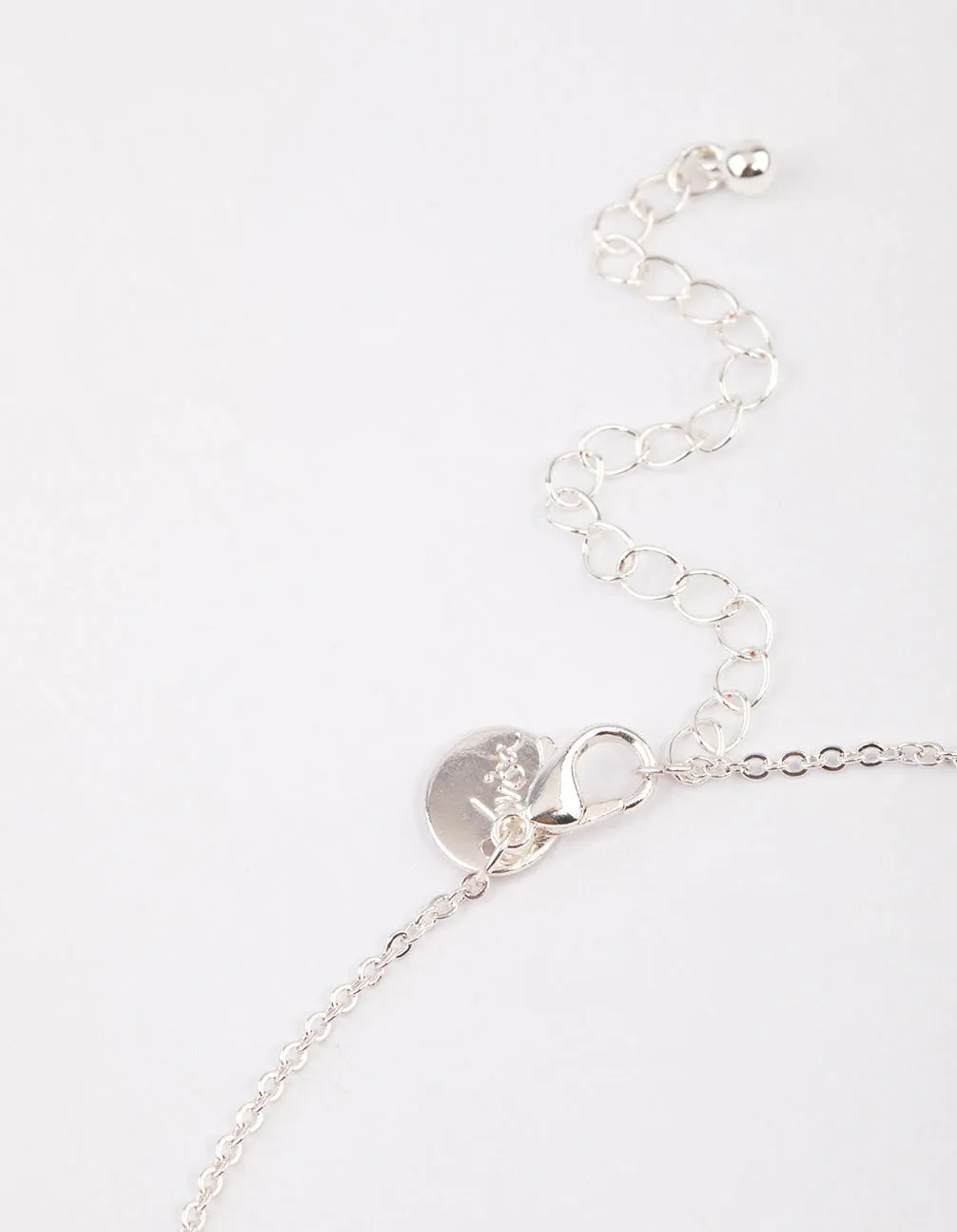 Silver Encased Diamante Drop Necklace & Polishing Set