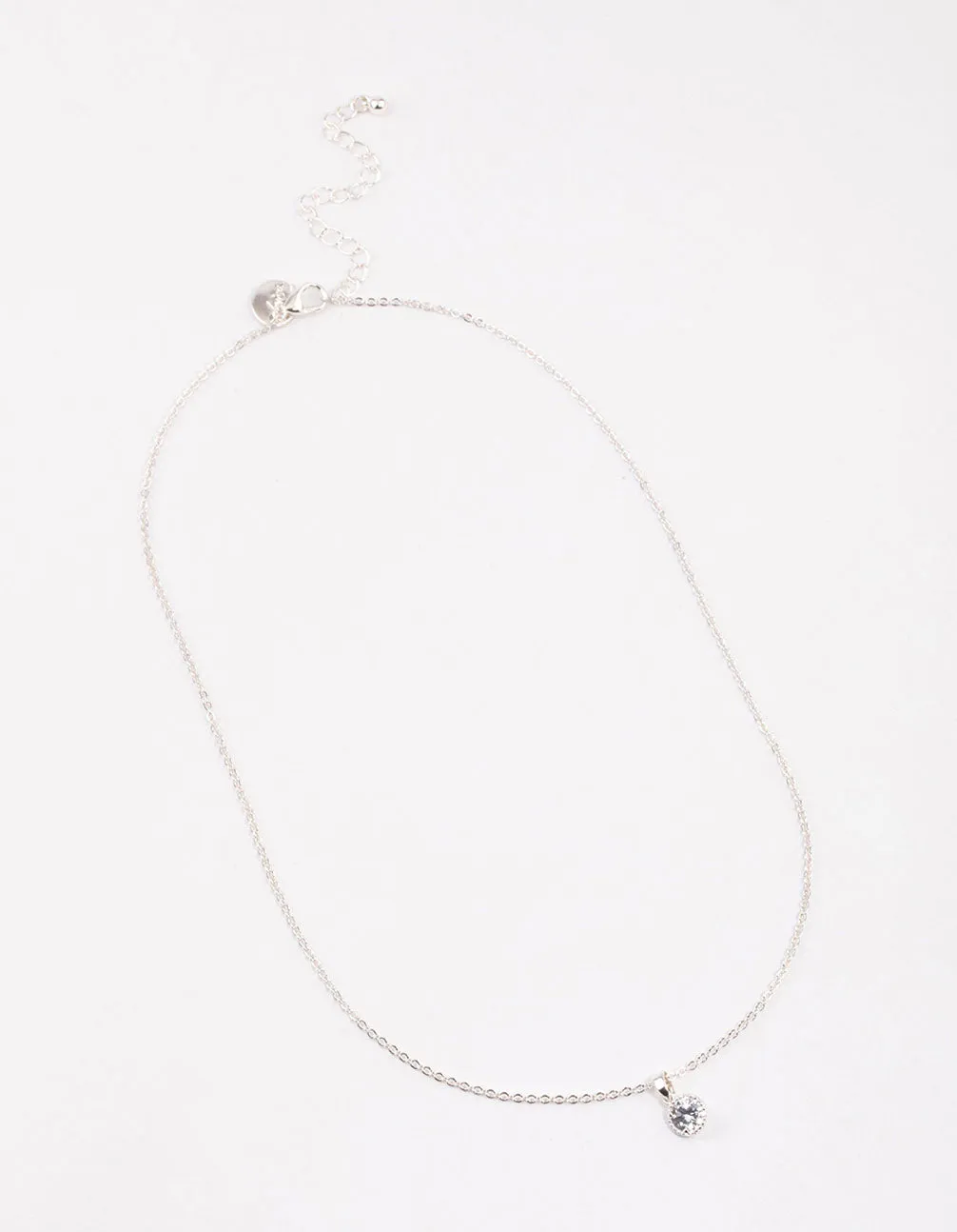 Silver Encased Diamante Drop Necklace & Polishing Set