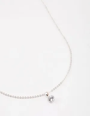 Silver Encased Diamante Drop Necklace & Polishing Set